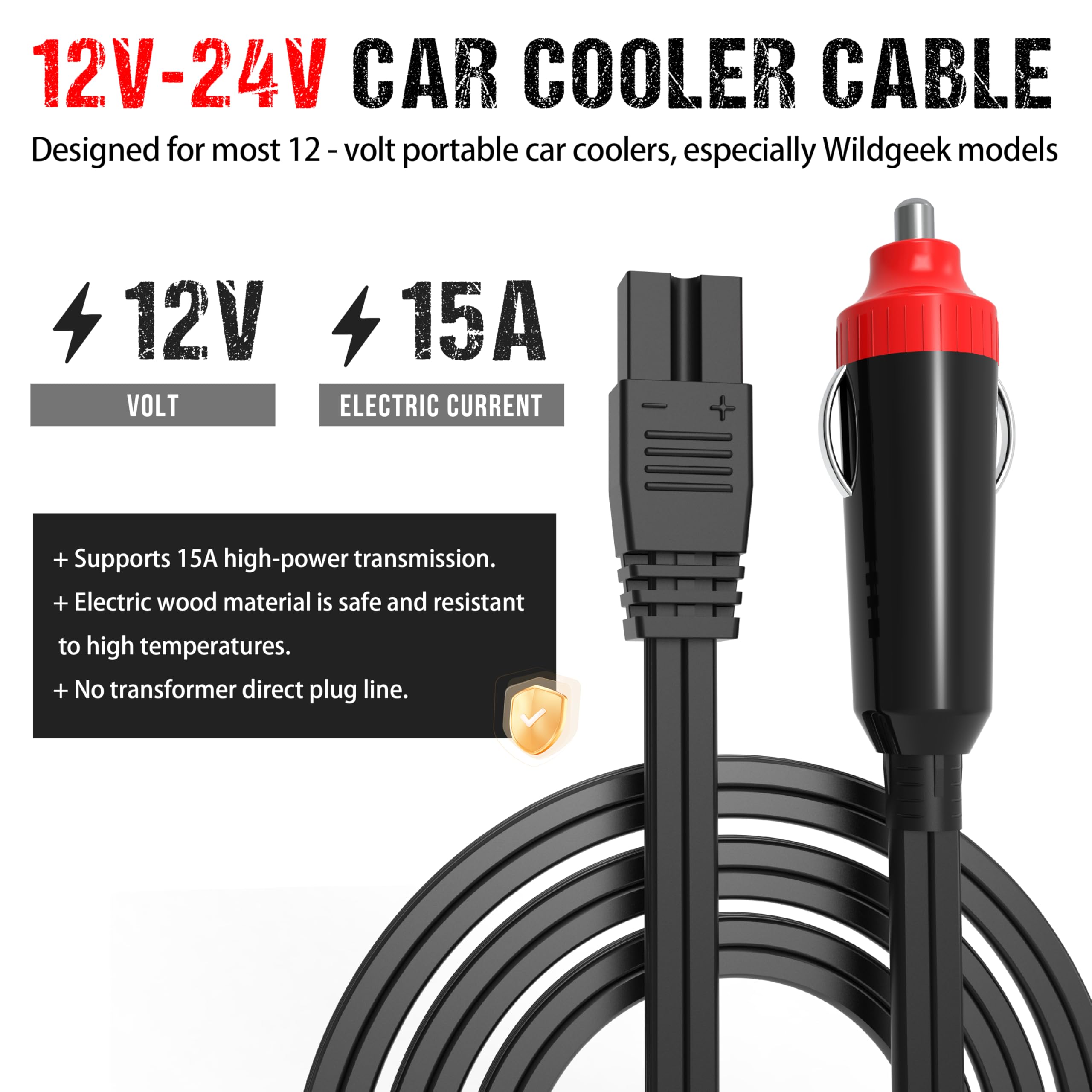 12V Car Cooler Plug Power Cable,Mini Fridge Cool Replacement Power Extension Cable,Car Cooler 2 Pin Lead Wire Plug