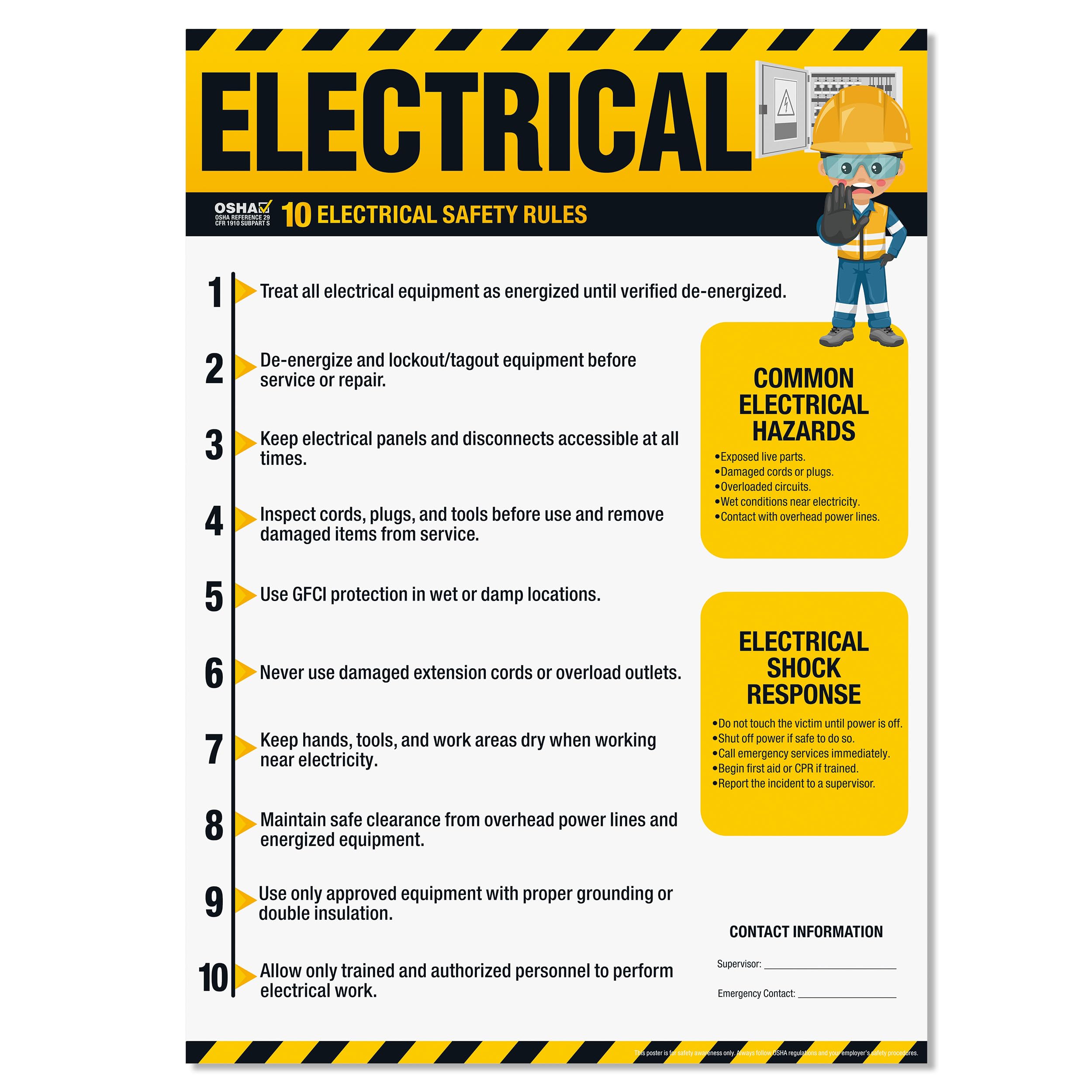 Construction Safety Rules Poster, 18"x24" OSHA Compliant Construction Safe Rules Checklist Guidelines Sign, Safety Awareness Poster for Workplace, Waterproof, Tear-resistant — Amazon image 11