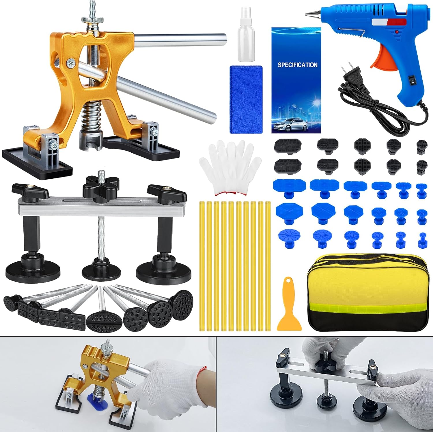 Car Dent Puller Kit, 56PCS Paintless Dent Removal Tools, Car Dent Repair Kit Adjustable Dent Lifter,Bridge Puller, Dent Remover Tool for Car Auto SUV Hail Damage DIY Repair K6