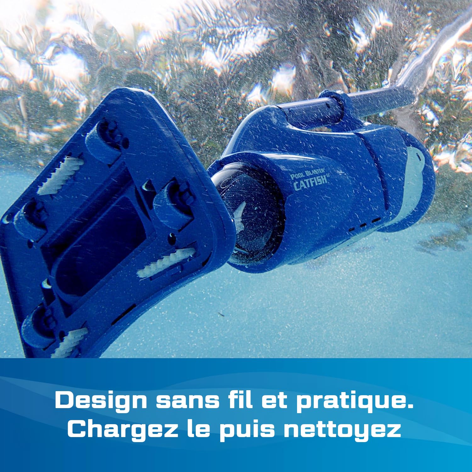 Water Tech POOL BLASTER Catfish aspirateur rechargeable à batterie pour piscine et spa, aspirateur à main avec largeur de tête d'aspiration 19cm