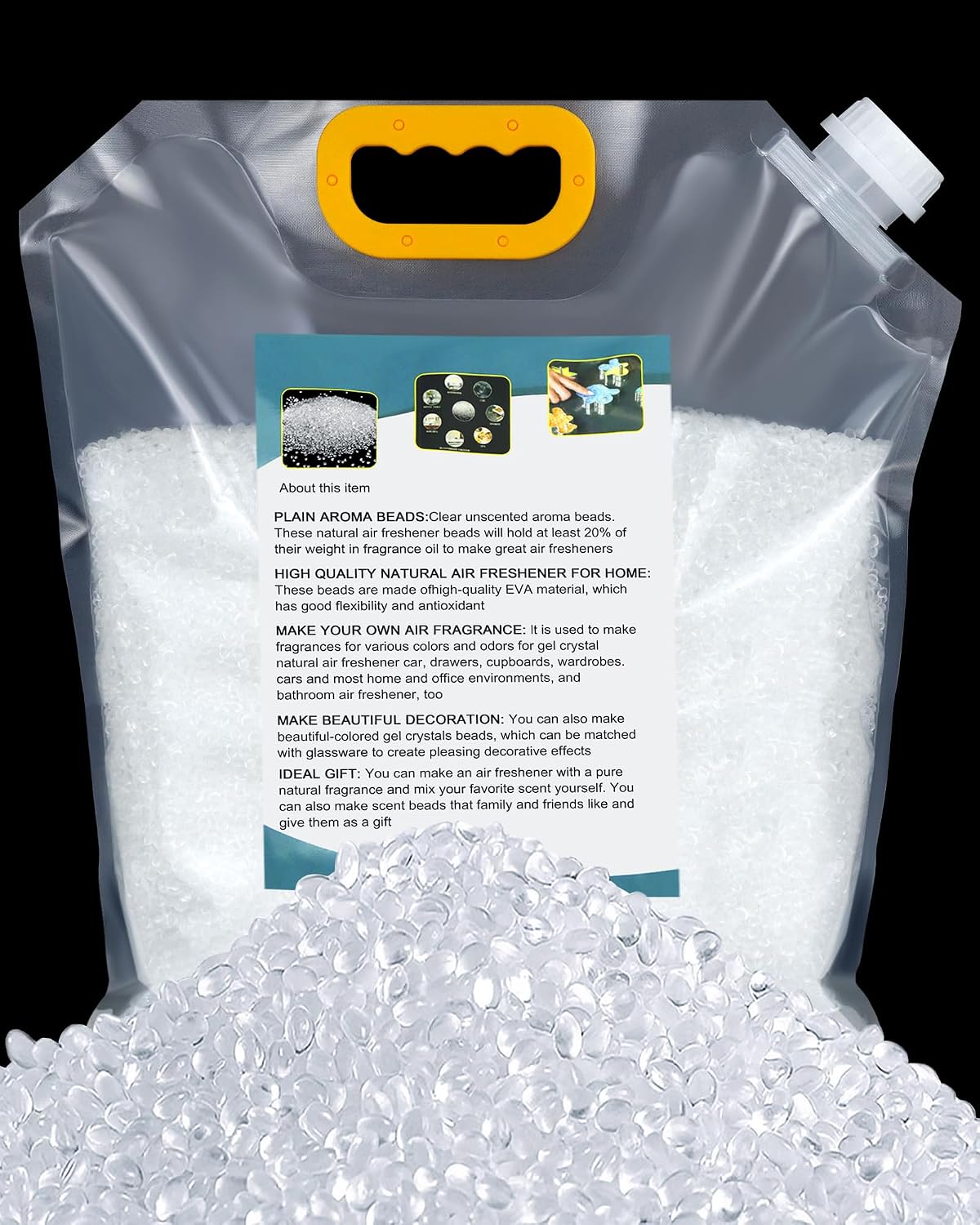 3LB Unscented Aroma Beads for Car Freshies, Clear Gel Crystal No Fragrance, DIY Homemade Natural Eva Beads Bulk
