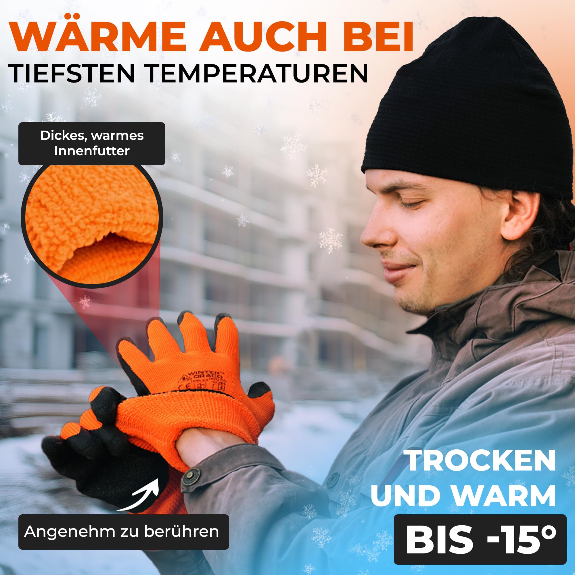 Warme Arbeitshandschuhe (36 Paar) - Größe 9-L | Winter Bauhandschuhe mit Latex, Beschichtung, Thermo, arbeitshandschuhe Abriebfest, Heren Sicherheitshandschuhe