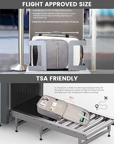 Miniatura 2 de LOVEVOOK Mochila de viaje grande para mujer, mochila para artículos personales, esenciales, Gris-beige-negro, Mochilas de viaje