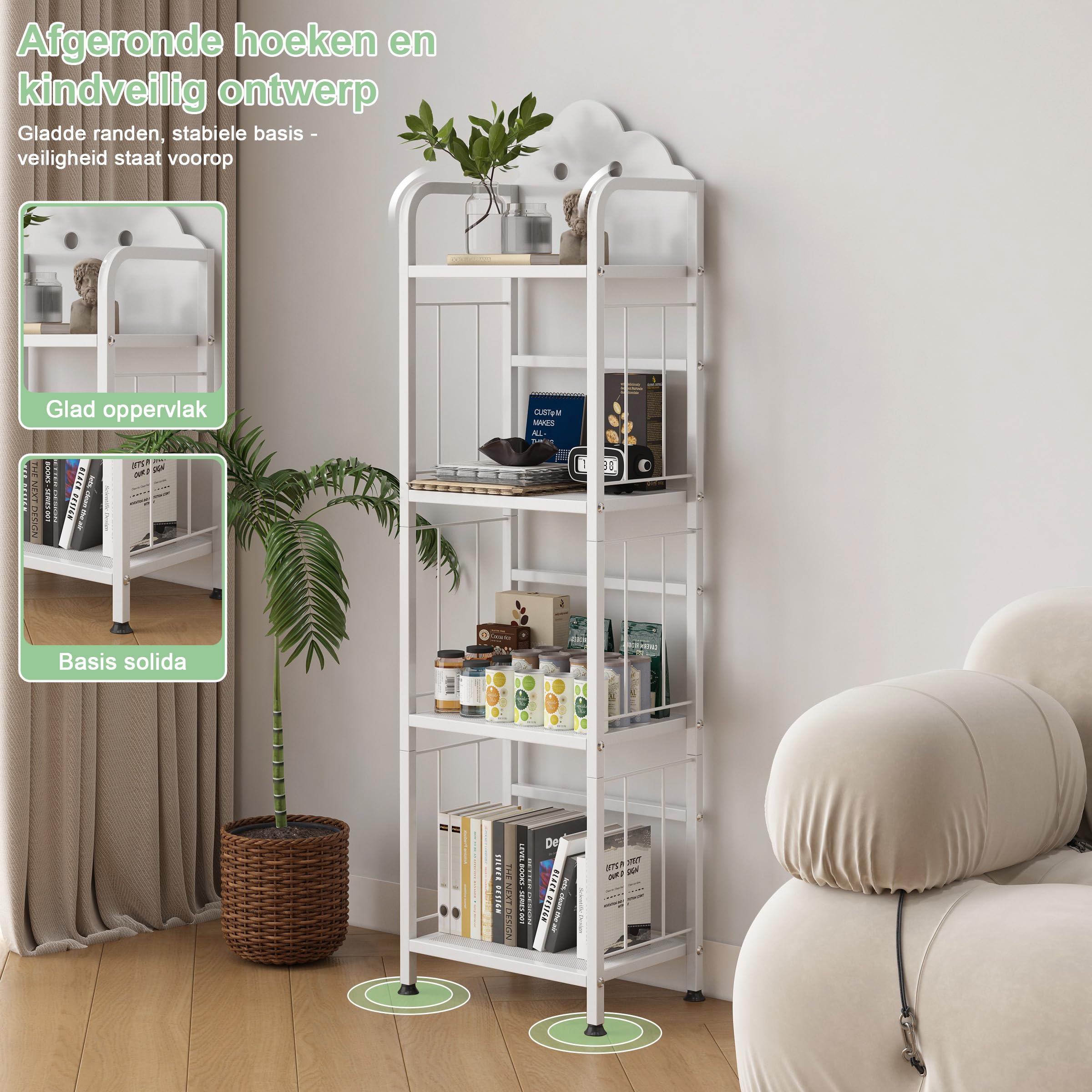 WOLTU Kinderboekenkast, Wandrek, Kinderrek, Speelgoedrek, Opbergrek Met 2 Planken 4 Haken Rek Voor Boeken Speelgoed Kinderkamer 60 X 55 12 Cm Hout Mdf Wit 660155507