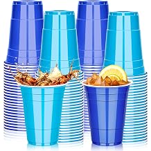 KesaPlan 100 Pack 16oz Disposable Plastic Blue and Light Blue Cups, Drinking Bulk Cup for Party Family Gatherings Birthday Graduation Wedding Picnic Holiday Supplies