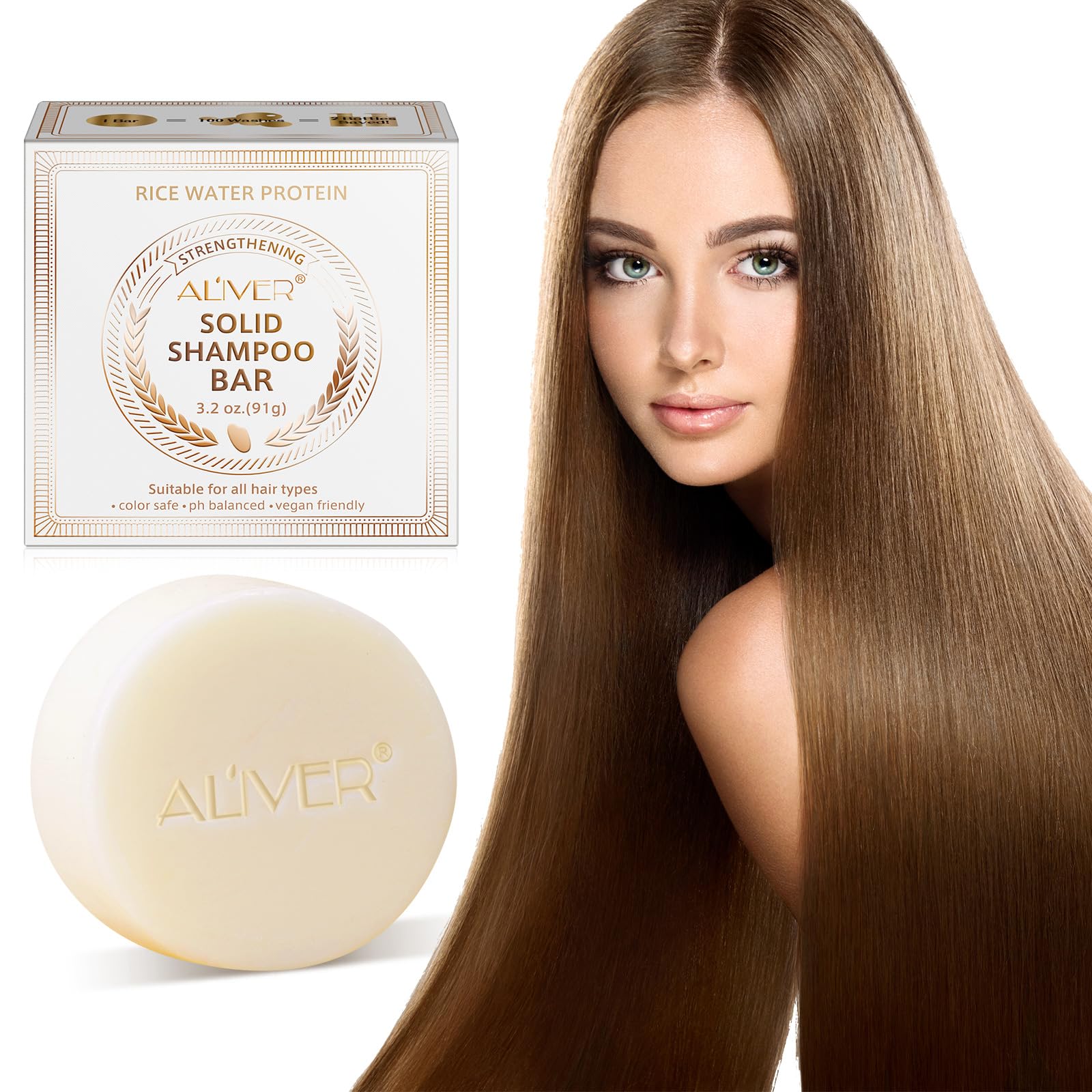 Reis-Shampoo-Riegel – natürlich, pflegend, natürlich, vegan und umweltfreundlich für jedes Haarwachstum, feuchtigkeitsspendend