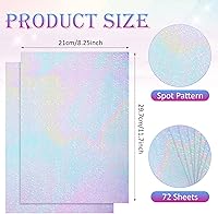 Vista 2 de 72 hojas de papel adhesivo holográfico, película laminada de vinilo holográfico transparente A4, papel autoadhesivo impermeable, 11.7 x 8.3 pulgadas