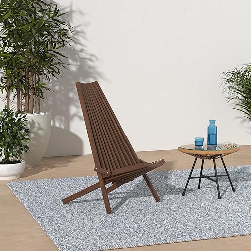 Miniatura 2 de CleverMade Tamarack - Silla plegable de madera para exteriores, elegante silla de madera de acacia de perfil bajo para patio, porche, césped,