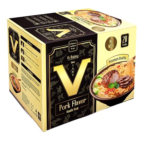 Vi Huong Sabor de cerdo, fideos asiáticos sin MSG, fideos instantáneos, paquete de 20