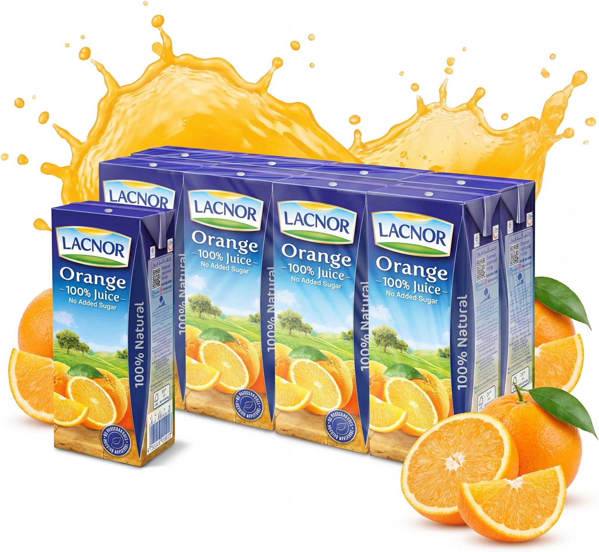 Essentials Orange 100% Juice, No Added Sugar, 180 Ml Pack Of 8 Package design may vary