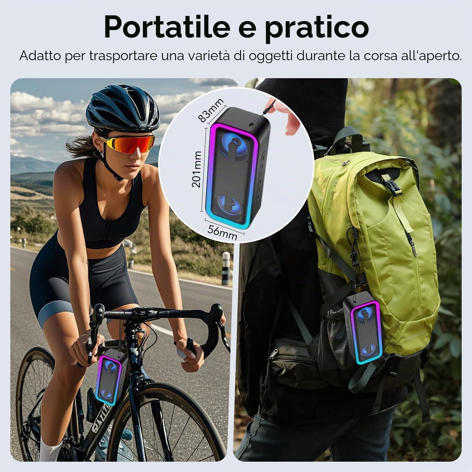 IKT Cassa Bluetooth Potente Portatile con Luci, Speaker Bluetooth 5.4, 30W Basso Potenziato, IPX7 Impermeabile, 7 Luci RGB, 30 Ore Autonomia, Altoparlante Bluetooth per Party, TWS AUX TF-Card