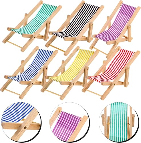 Miniatura 7 de 6pcs silla de playa modelo plegable miniatura silla de salón mini decoración de casa para decoración plegable modelo de playa modelo cubierta modelo