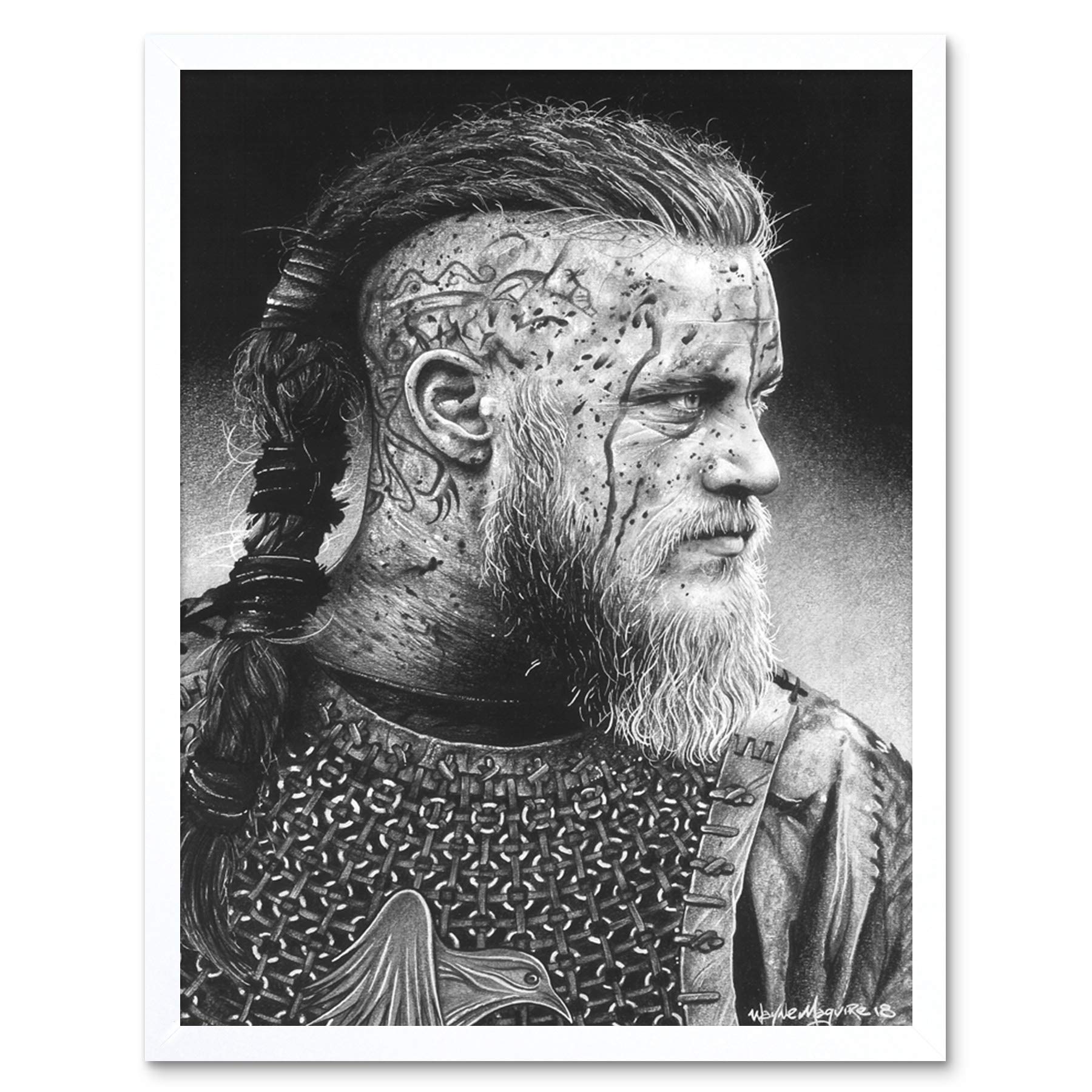 Ragnar Vikings Warrior Wayne Maguire Art Print Framed Poster Wall Decor 12x16 inch