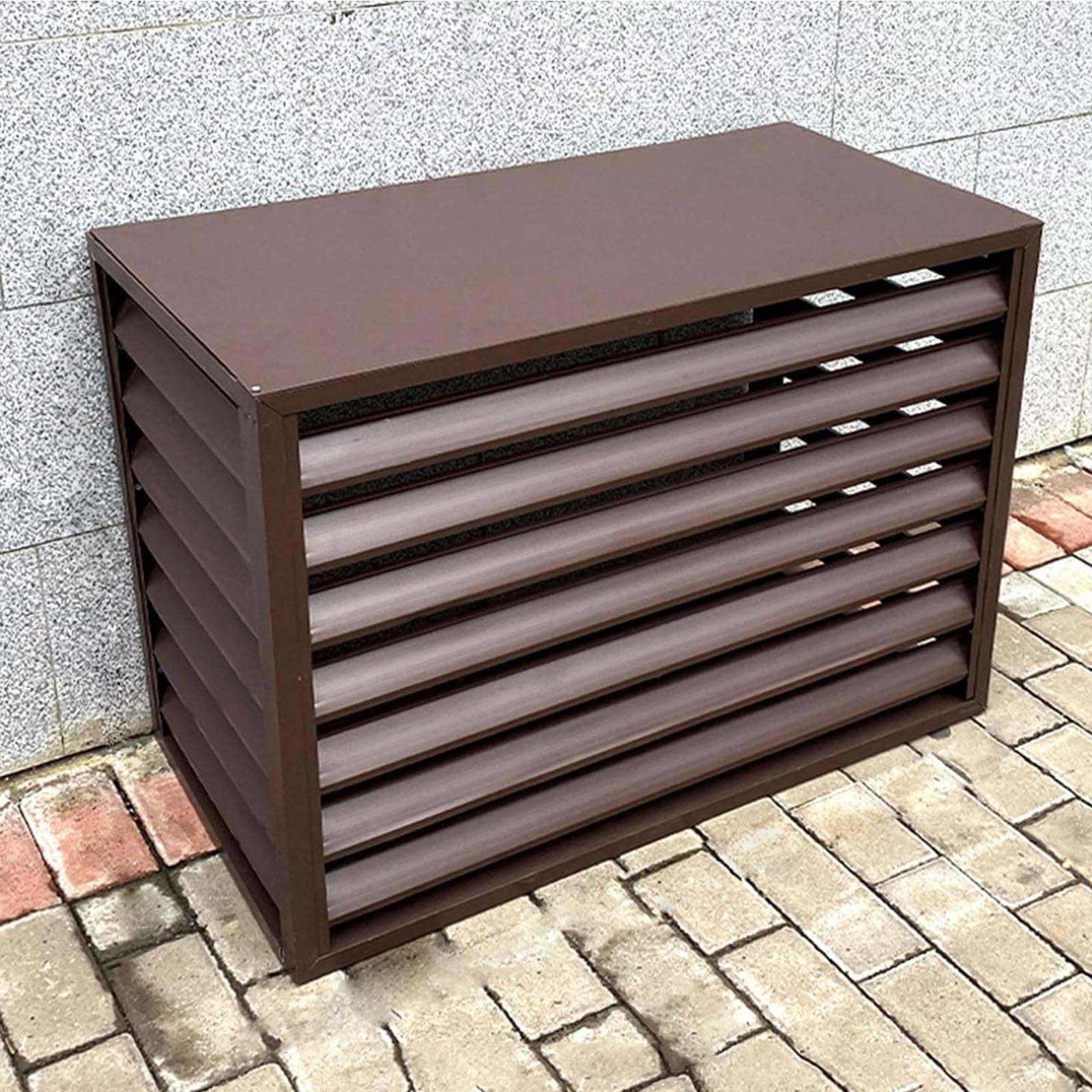 Copertura Per Condizionatore Per Esterni, Copertura Per Pompa Di Calore In Alluminio, Griglia Condizionatori Coperture Per Climatizzatori Centrali Unità Esterne, Recinzione For La Privacy (Color : Br