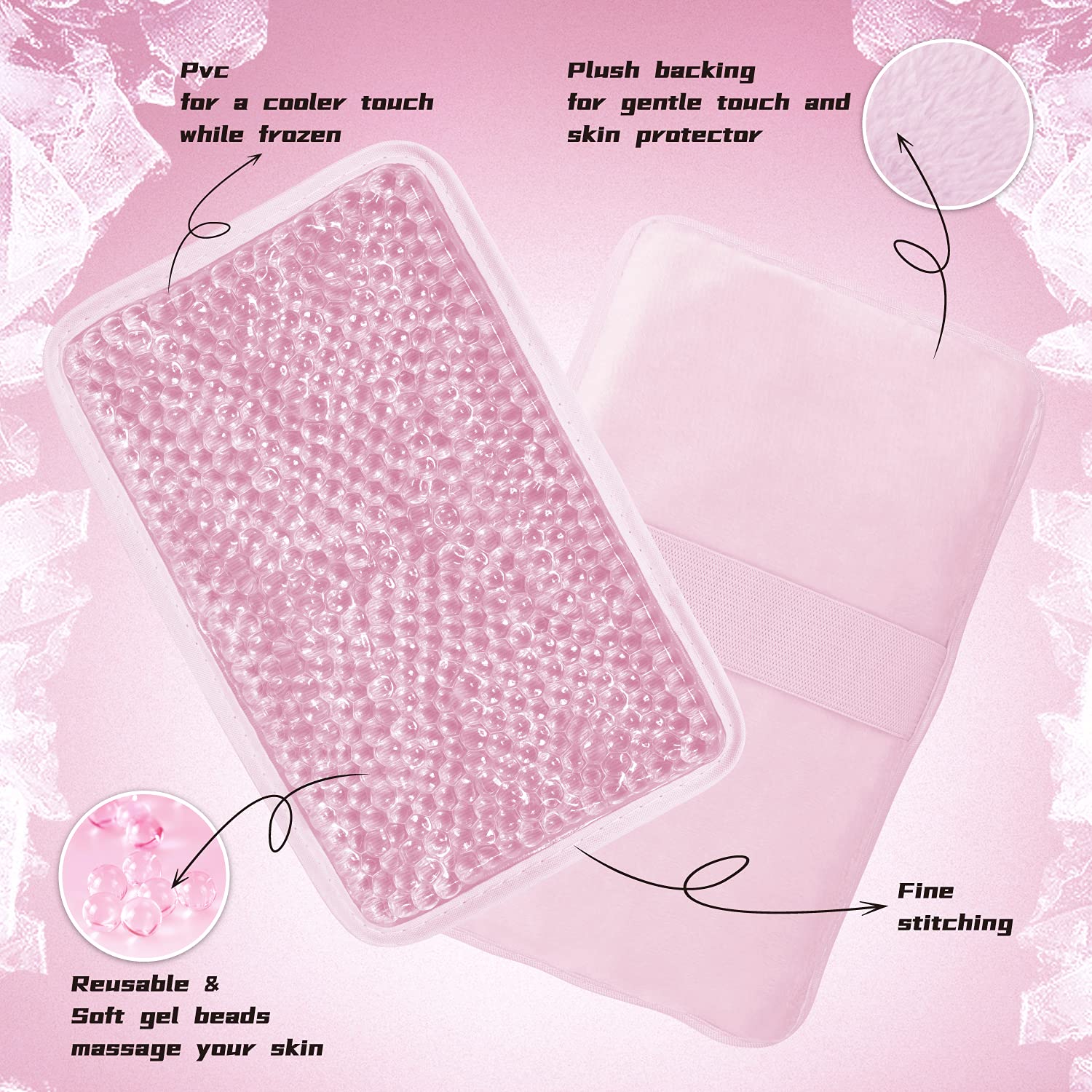 Sac de glace en perles de gel avec sangle - Réutilisable - Compresse chaude et froide - Thérapie pour la douleur, l'enflure, les blessures du genou, des épaules, du pied, du dos, de la cheville, du