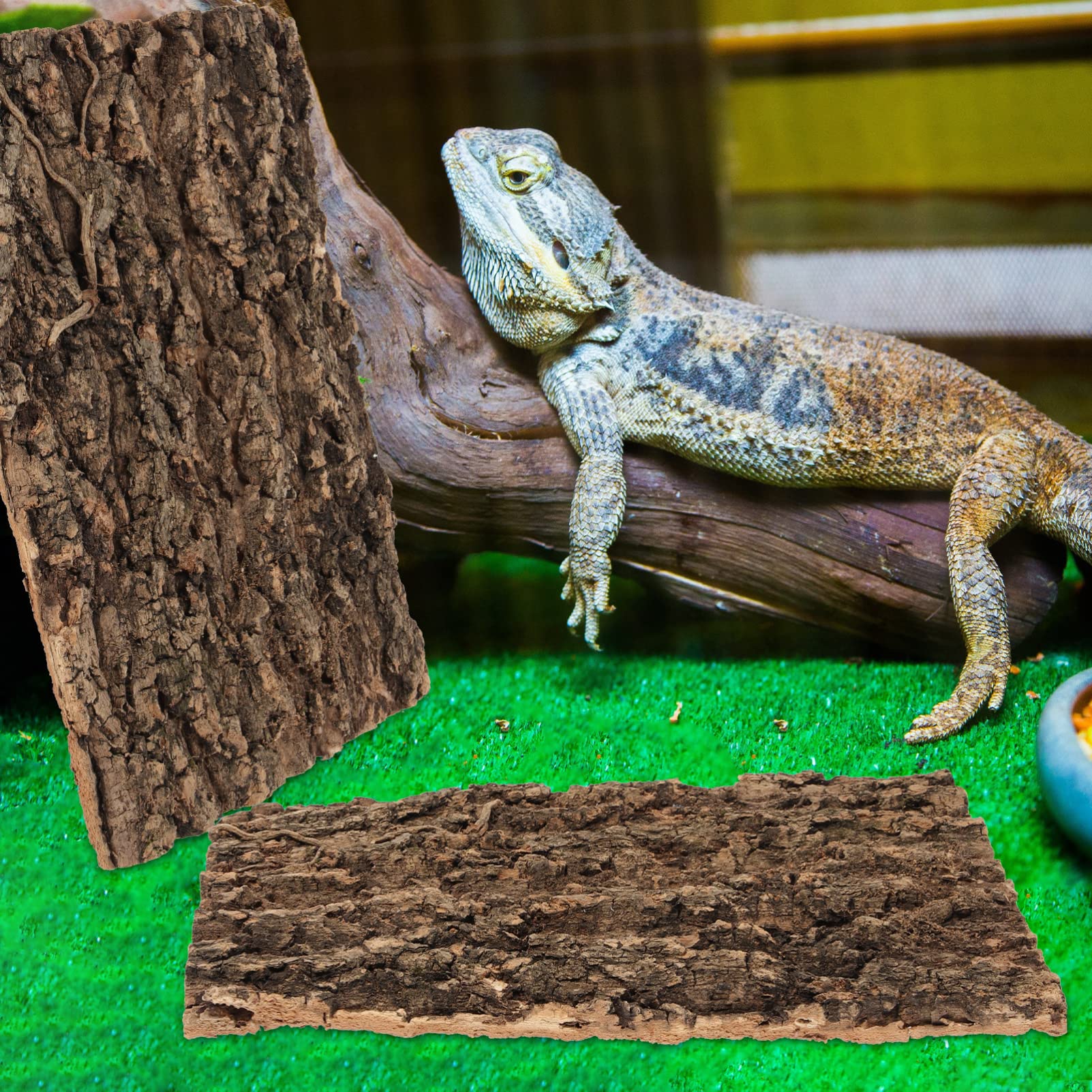 GRIRIW Decoration 2pcs Reptile Hide Tree Bark for Tank Safe Cork Bark Material