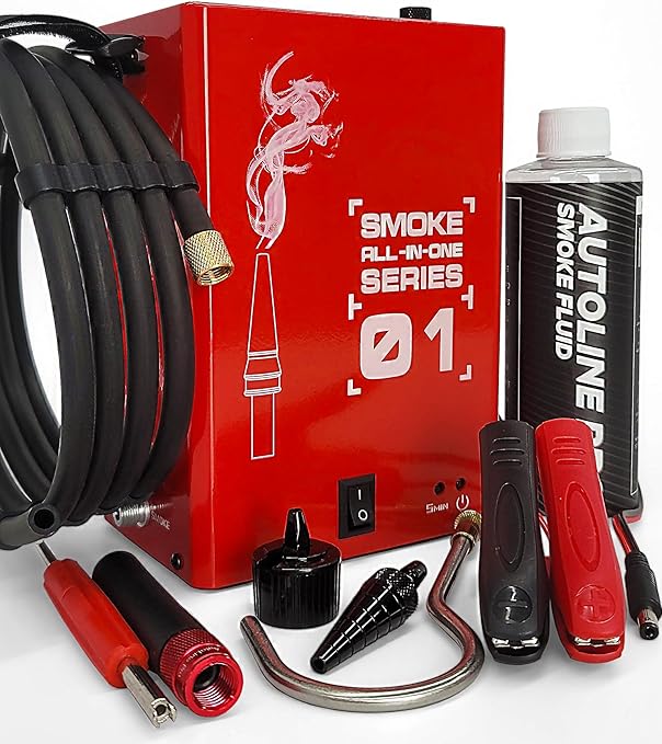 Automotive Smoke Machine - EVAP Leak Detector with Built-in Air Compressor, EVAP Service Port Adapter, Best Ranked Smoke Fluid - Model 01 – EVAP Vacuum Exhaust Smoke Detector Tools Kit