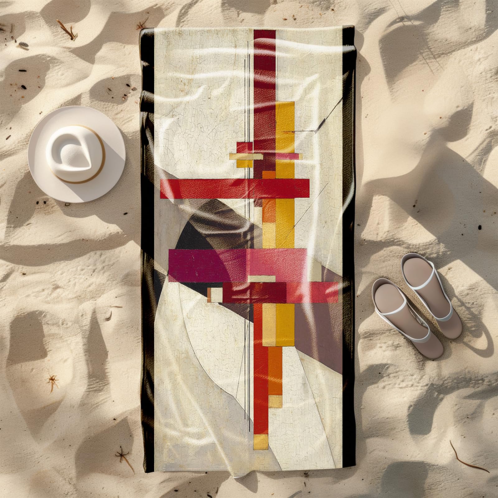 Beach Towel 80x160 Brown Red Geometry Microfibre Quick Dry Towel for girls,Pool Swimming Travel Towels,Sand-Resistant, Absorbent, Lightweight