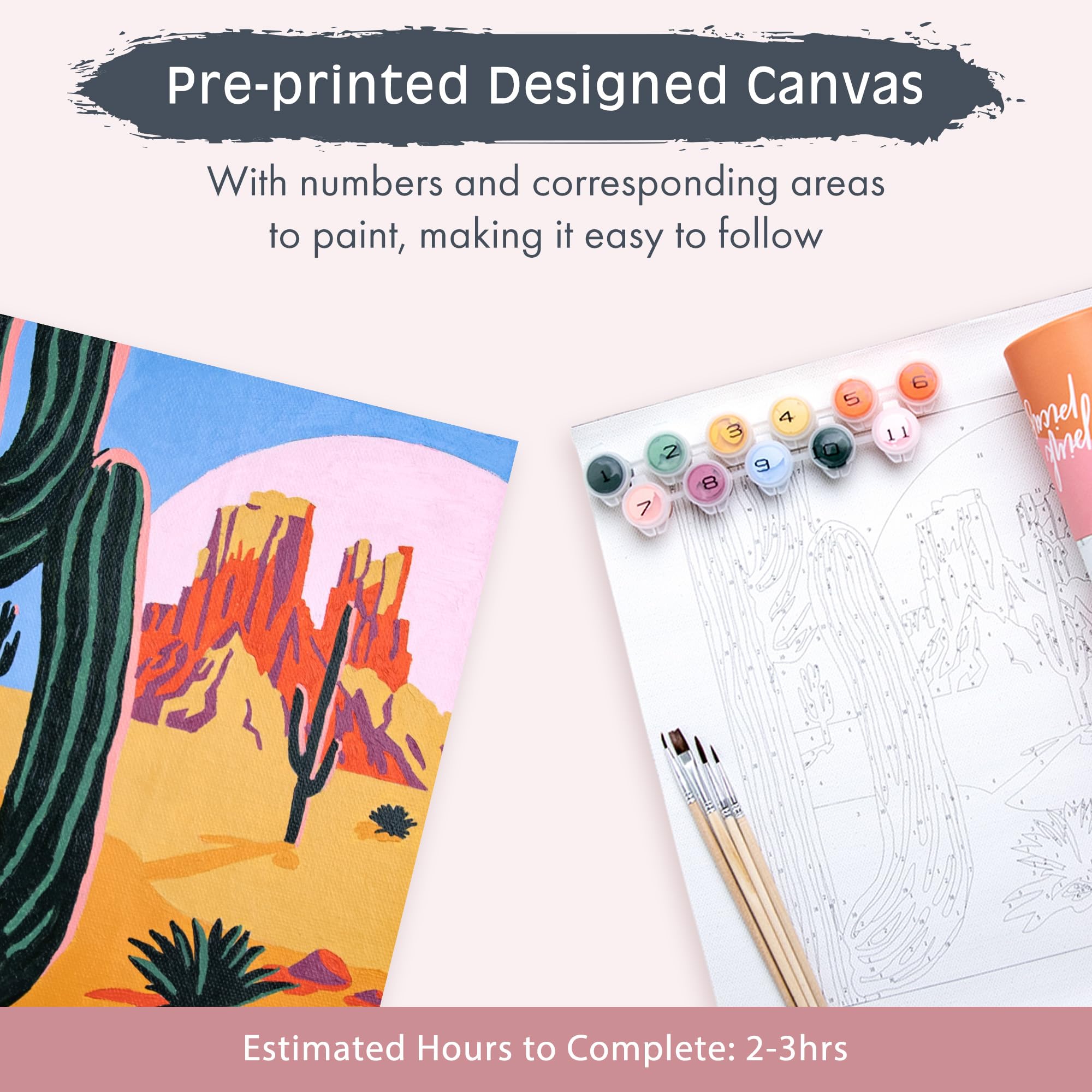 Pink Picasso Kits De Pintura De Destinos Coloridos Por Números Para Adultos Y Adolescentes | Kits únicos De Pintura De Lienzo Para Bricolaje Kit De Arte Y Manualidades | Desert Daydream