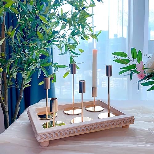 Miniatura 7 de Portavelas cónicos dorados, juego de 27 portavelas cónicos, portavelas cónicos de metal, modernos portavelas decorativos para certerpieces de boda,