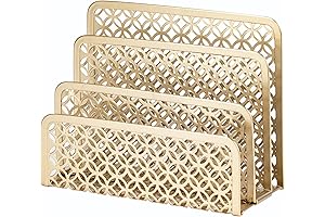 BLU MONACO Chic Letter Holder for Desk - Elegant Gold Wire Bill...