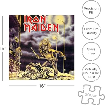 Rock Saws Iron Maiden 500 Piece Jigsaw Puzzle for Adults and Teens - Self Titled Album Cover Art Eddie Mascot 16x16 - Heavy Metal Collectible Gift
