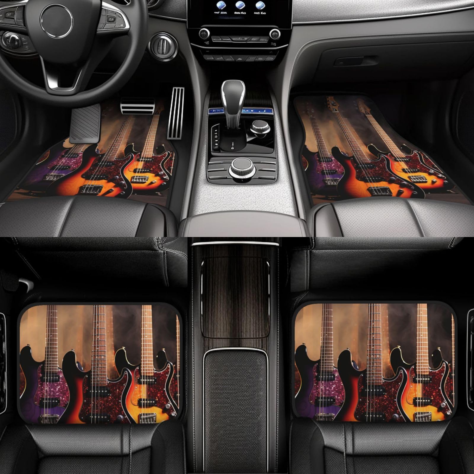 Alfombrillas universales para coche con diseño de guitarra eléctrica de 4 piezas 7