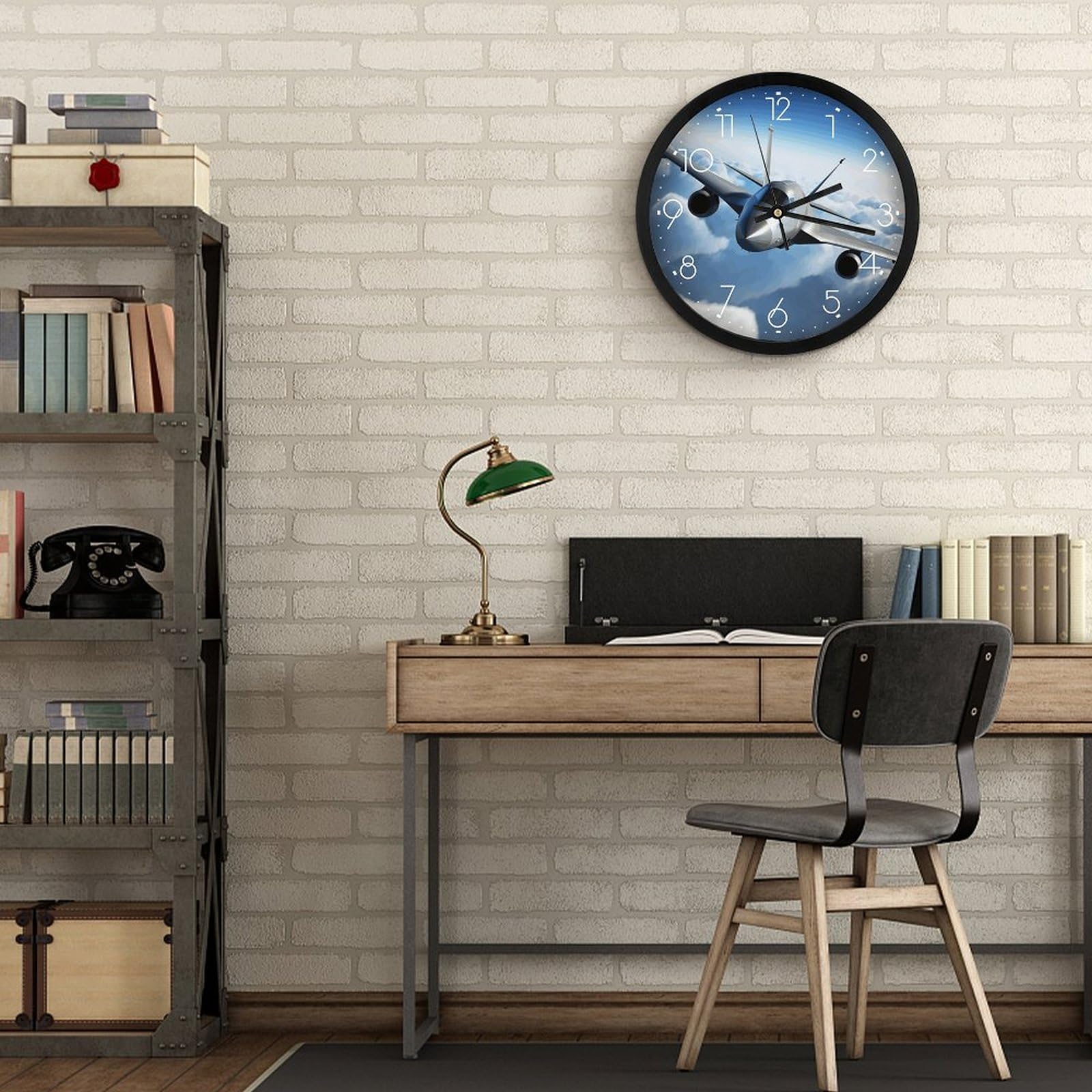 Amazon.co.jp: LBKHDS デジタル壁掛け時計、飛行飛行機プリント装飾