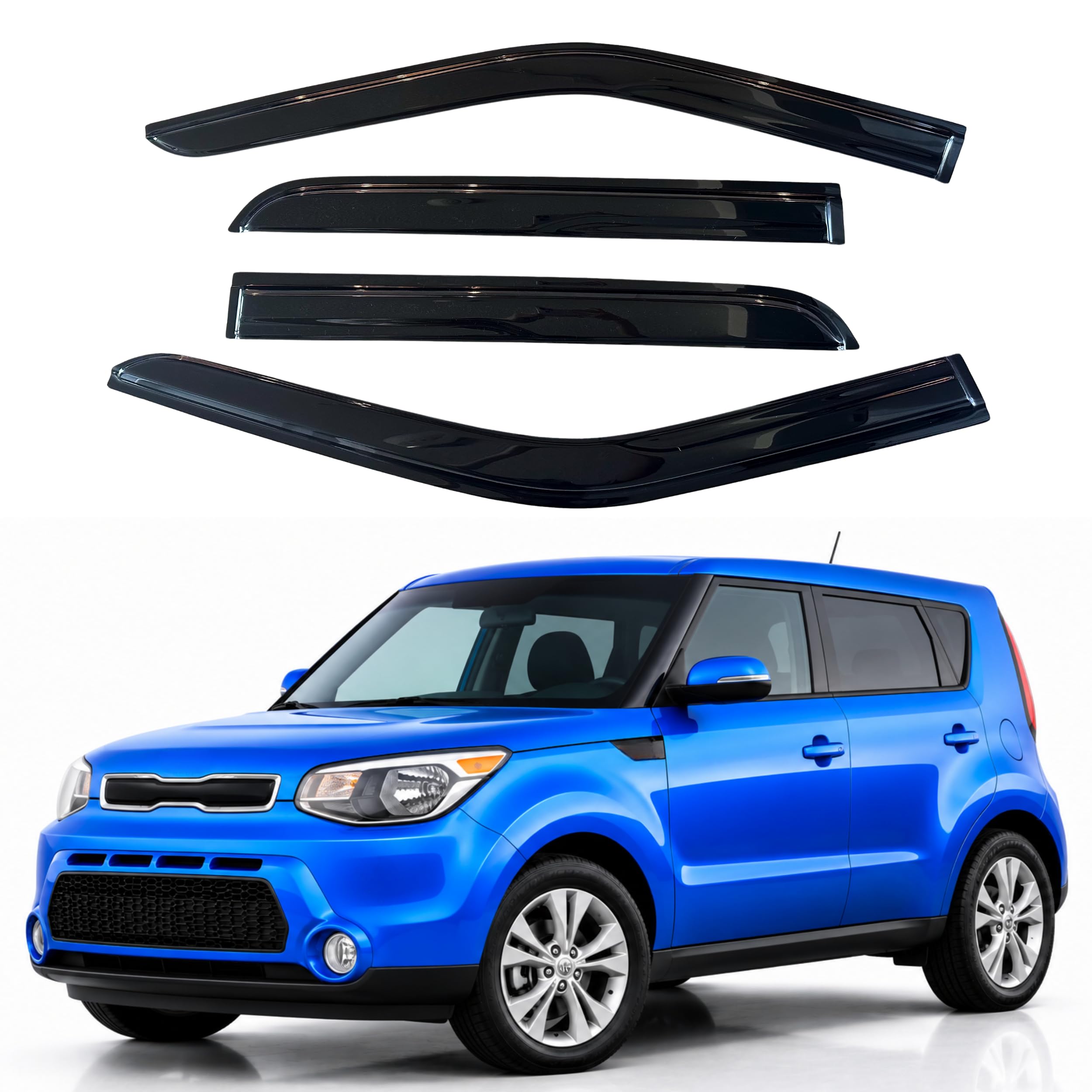 IG Window Visors Fit for 2014-2019 Kia Soul, Out-Channel Rain Guards Vent Wind Deflectors 4PC, Car Accessories for 14-19 Soul