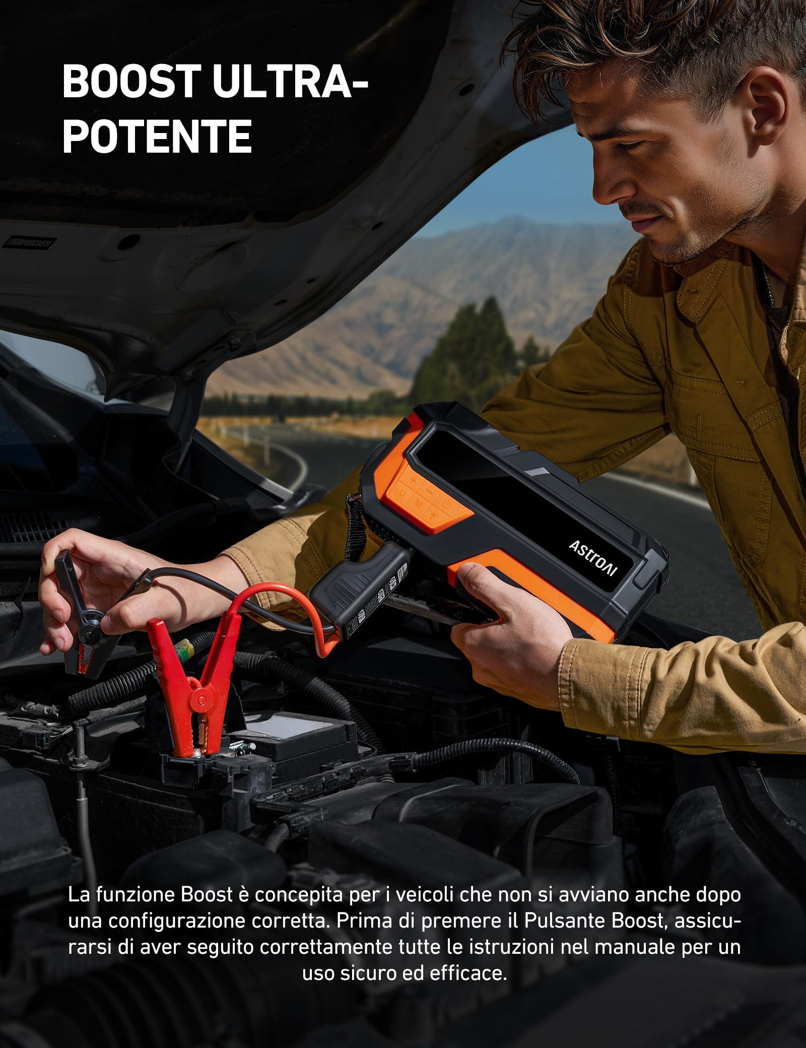 AstroAI MF16 Booster Avviamento 8000A & 150PSI Compressore Aria Portatile, Avviatore di Emergenza per Auto/Moto (10L Benzina/8L Diesel) con Torcia LED&Display