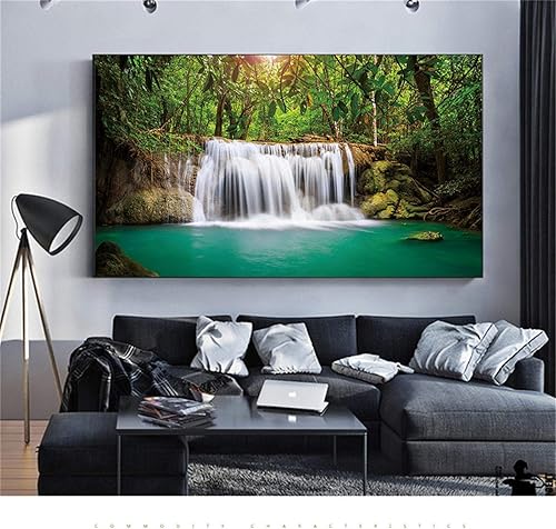 Miniatura 6 de ZXMDP Cuadro sobre lienzo, paisaje, cuadro de cascada natural, lienzo, cuadro artístico de pared para sala de estar, decoración del hogar, 15.7x31.5