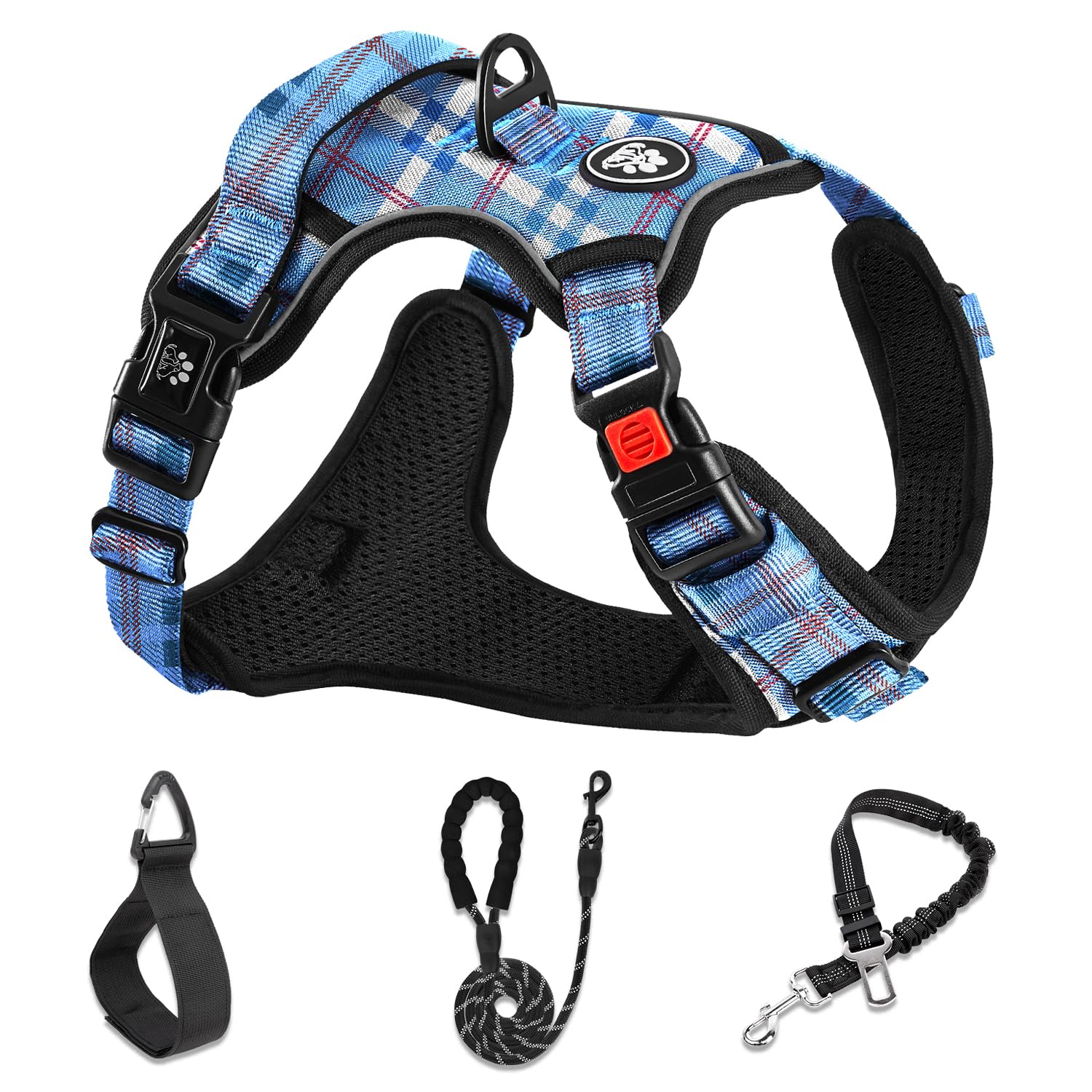 NESTROAD No Pull Dog Harness with Leash, Reflective No Choke Pet Vest Harness,Adjustable Soft Padded Dog Harness with Easy Control Handle for Large