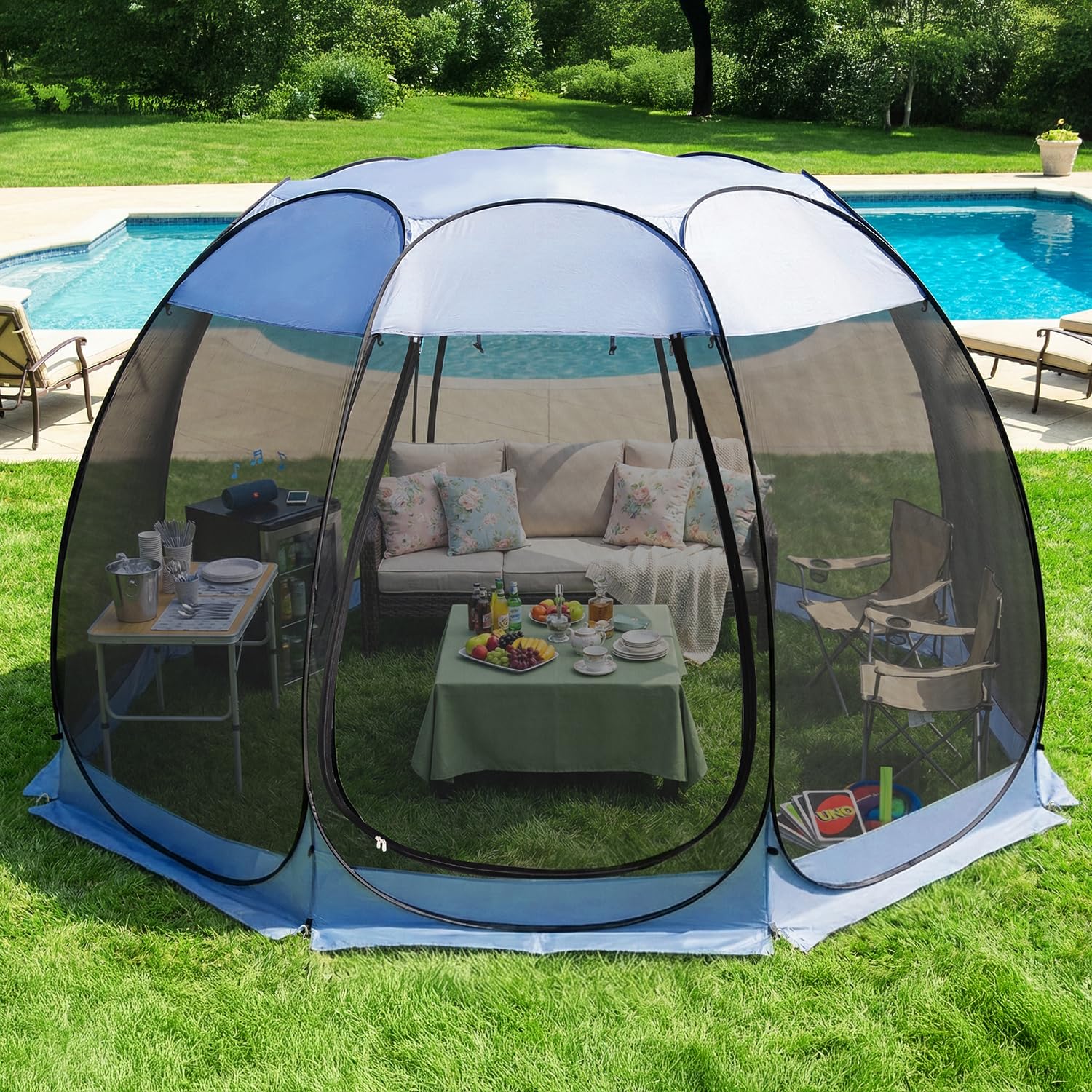 Alvantor Pop Up Screen House Tent, Instant Outdoor Gazebo with Mosquito Netting &amp; UPF 50+ Sun Protection, Portable Canopy Shelter for Patio, Backyard, Camping (2-10 Person)
