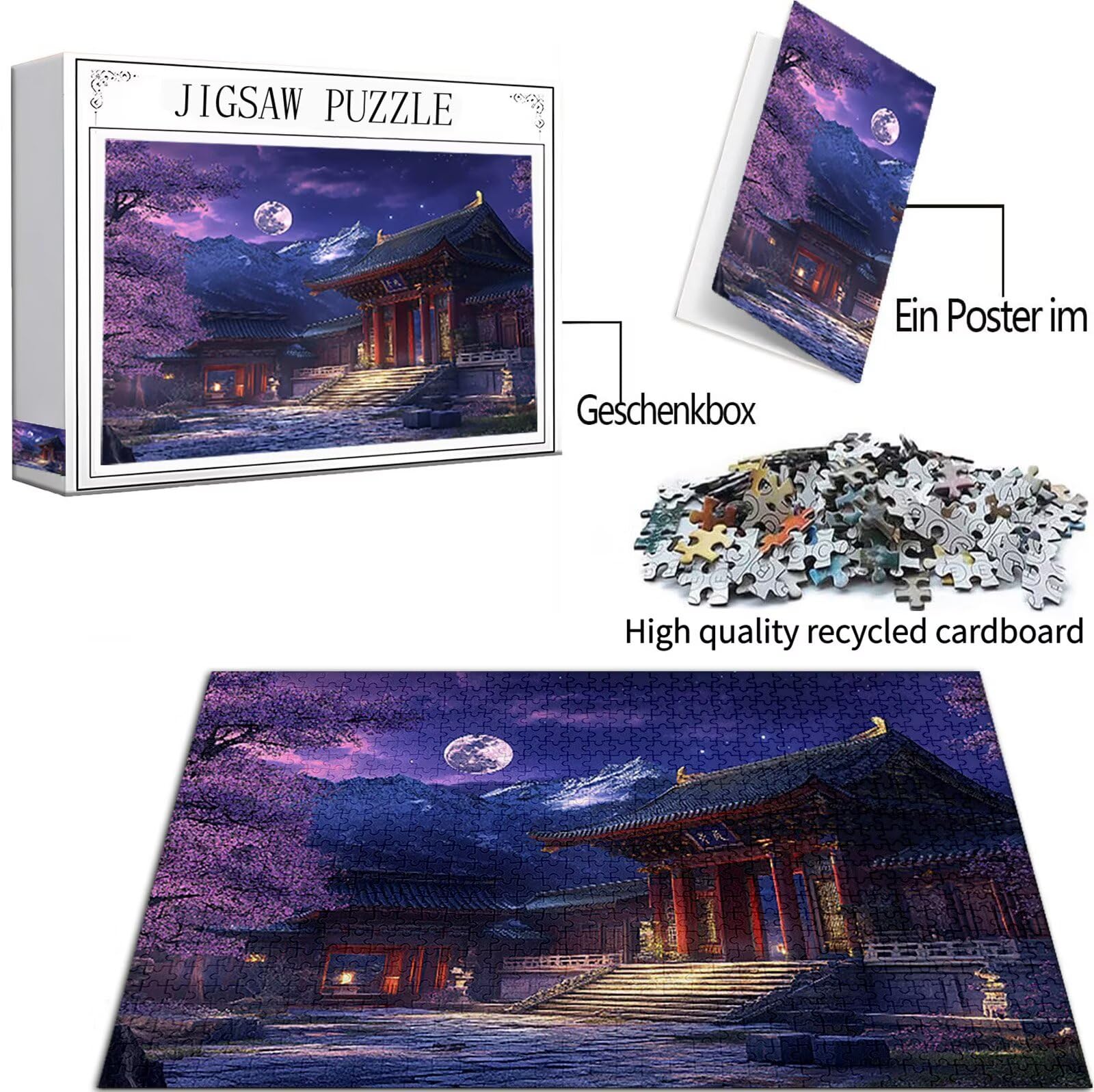 Japonia Puzzle 1000 Sztuk Dorosłych, Puzzle Wzór Sceny, Jigsaw Dorosłych, 5D DIY Rzemiosło Rodzina Zajęcia z Pakowaniem Pudełka, Dekoracja ścienna do domu, Prezent Kobiety, 75x50 cm, Model258