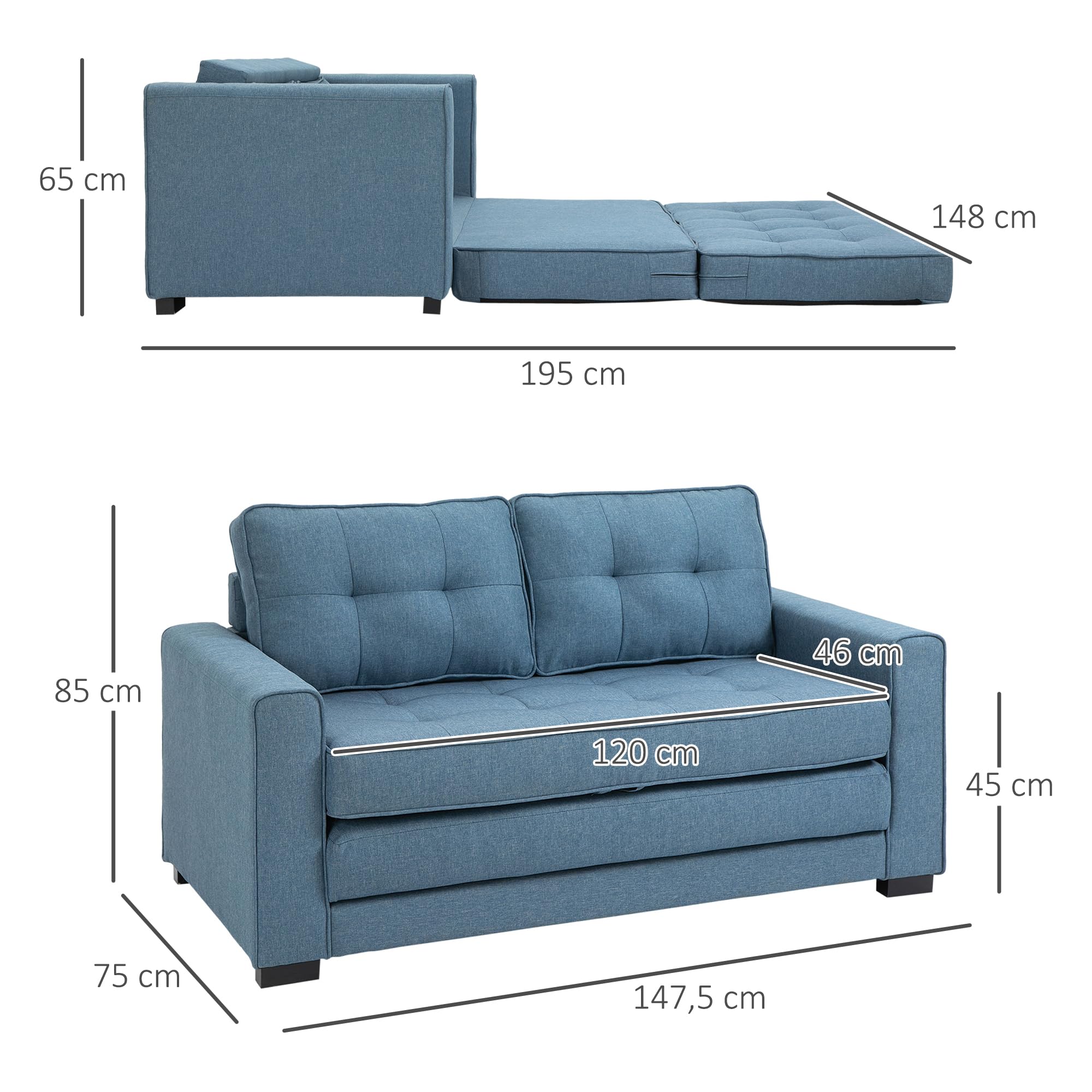 Folding Sofa Set Convertible Teddy Fabric Foam Filled Sleeper Sofa Bed