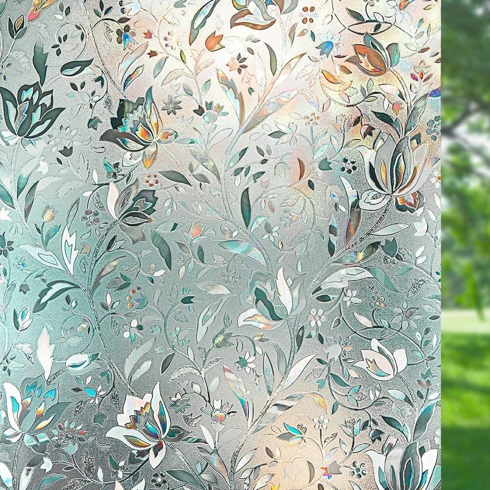 Film de confidentialité pour fenêtre - Tulipe - Film statique amovible - 75 x 200 cm