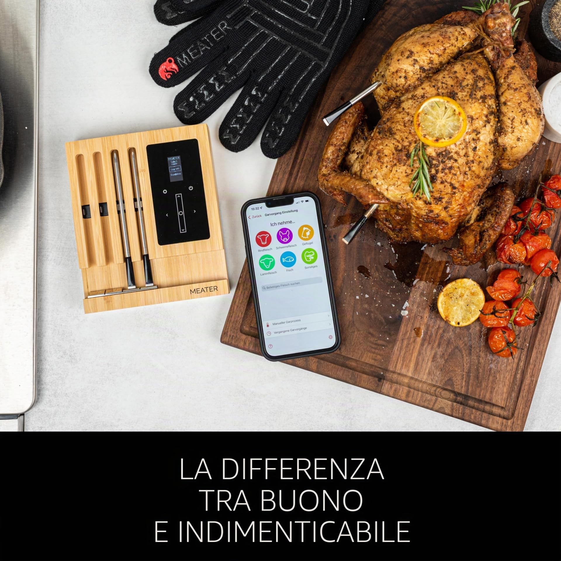 MEATER Block | Termometro WiFi con Quattro Sonde Senza Fili Per Forno, Grigliate, Barbecue. App in Italiano Compatibile con iPhone, Android, iPad e Tablet