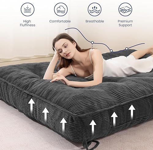 Miniatura 4 de Colchón futón de 8 pulgadas, tamaño matrimonial, futones gruesos, sofá cama, sofá cama, colchón de piso para adultos, colchones plegables