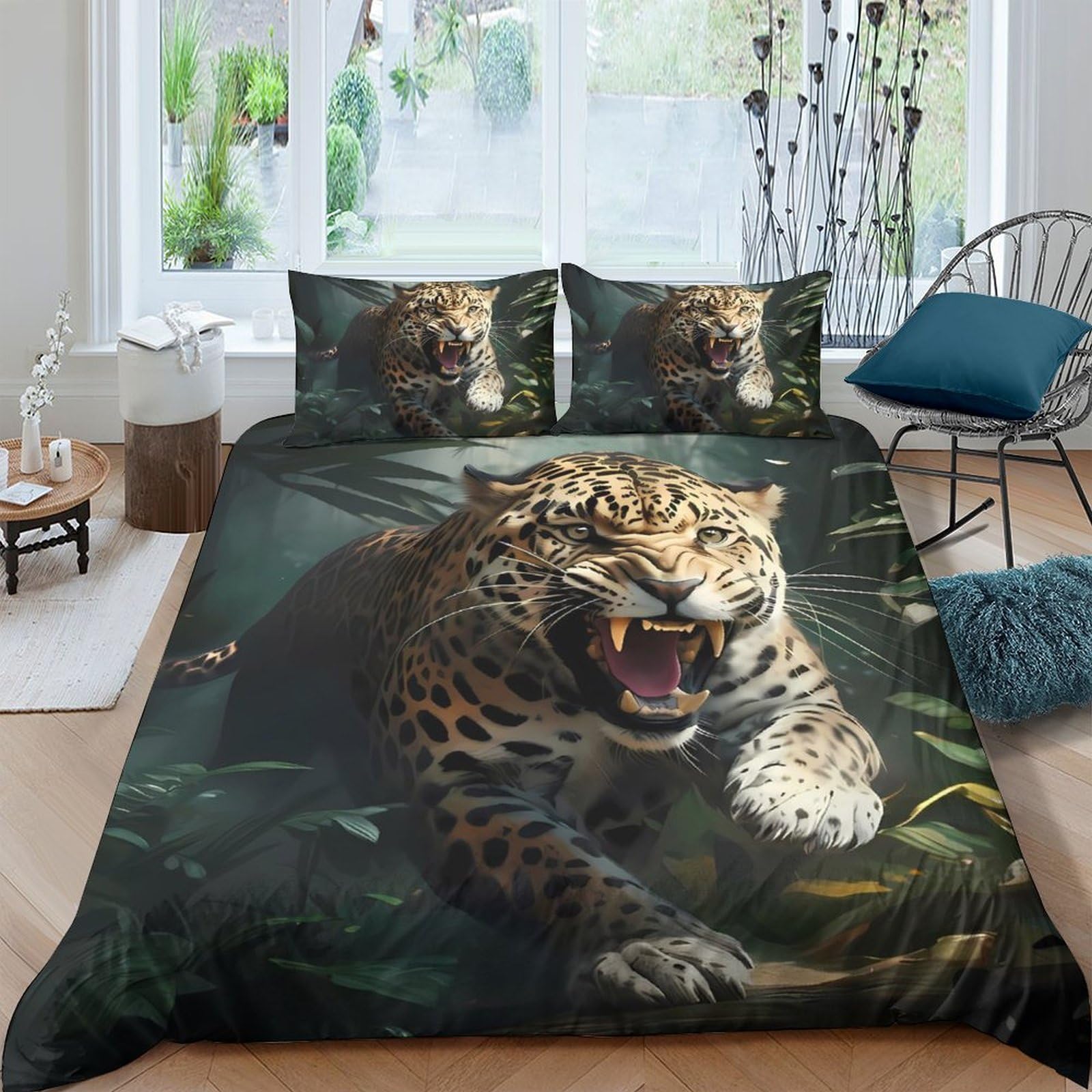 Ctjqhvkz Style-8 3D Printed Wild Leopard Fitted Sheet Microfiber Soft Breathable Jungle Animal Bed Cover For Bedroom Dorm Decor Single（135X200cm）