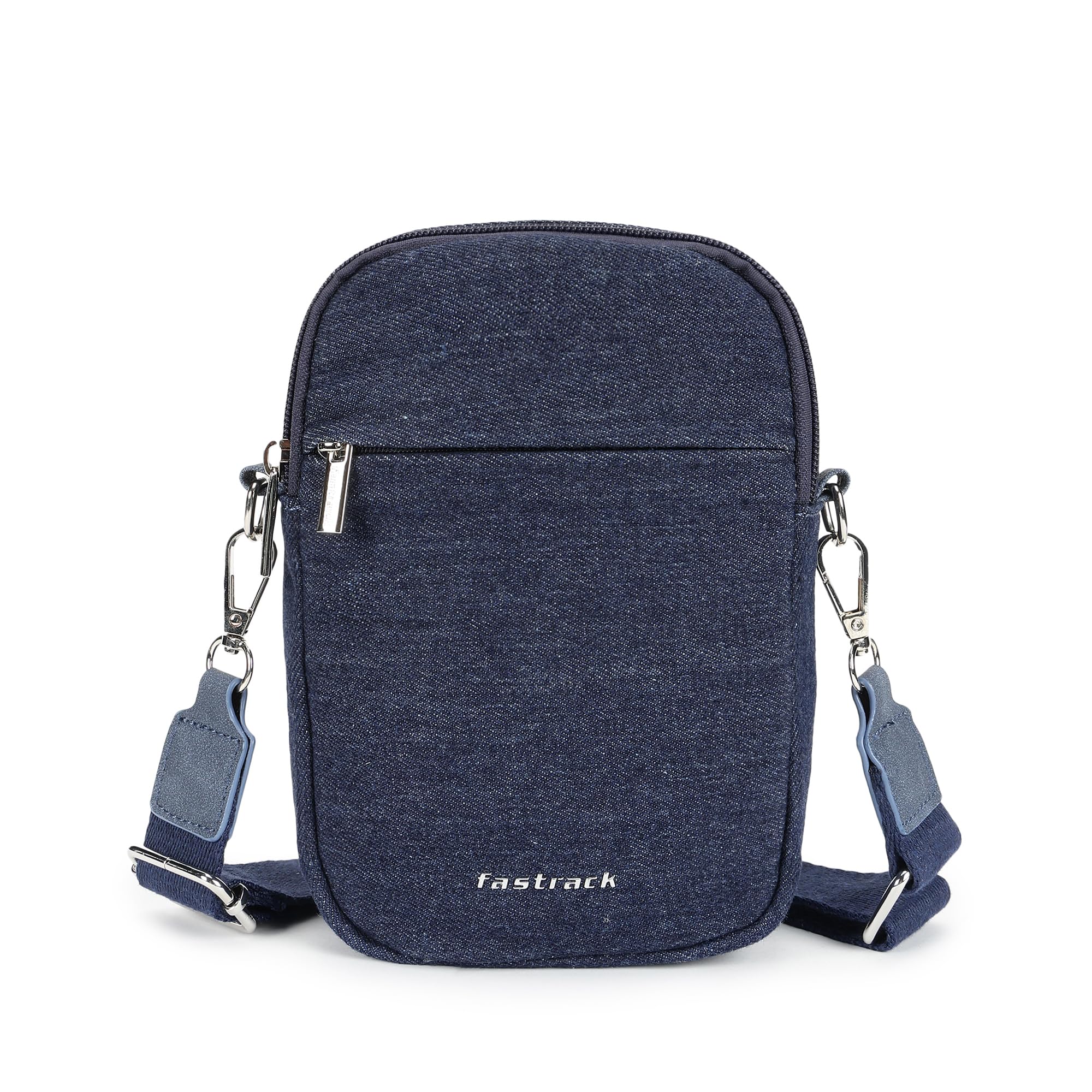 fastrack Denim on sling Bag | Plain Design | Adjustable & Detachable Webbing Strap | Zipper Closure | Main Compartment with Internal Pocket & Quick-Access External Pocket | 6-Month Warranty-picture-42
