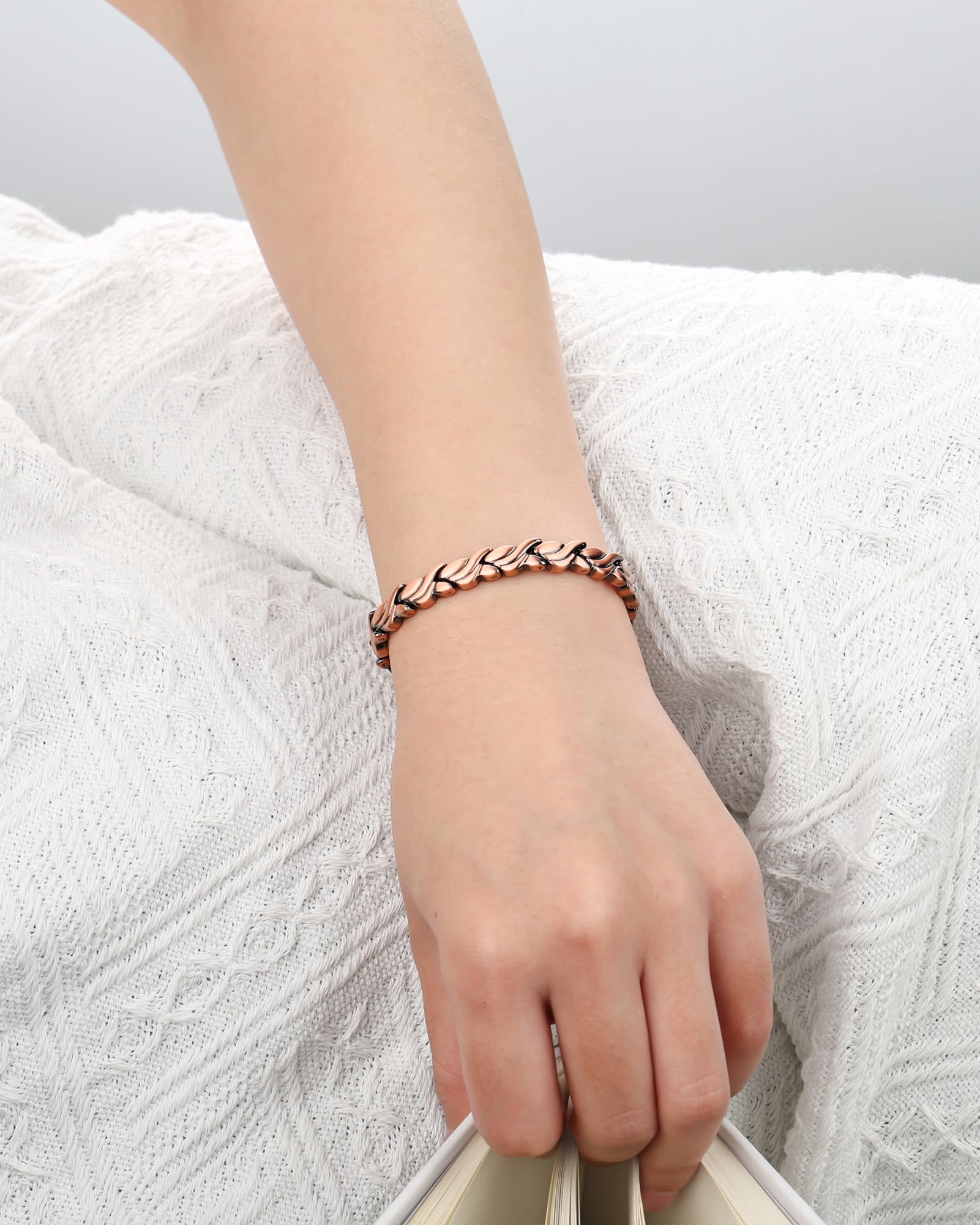 MagEnergy Bracelet en cuivre pur pour femme, bijou magnétique réglable avec motif queue de poisson, cadeau élégant à porter au quotidien
