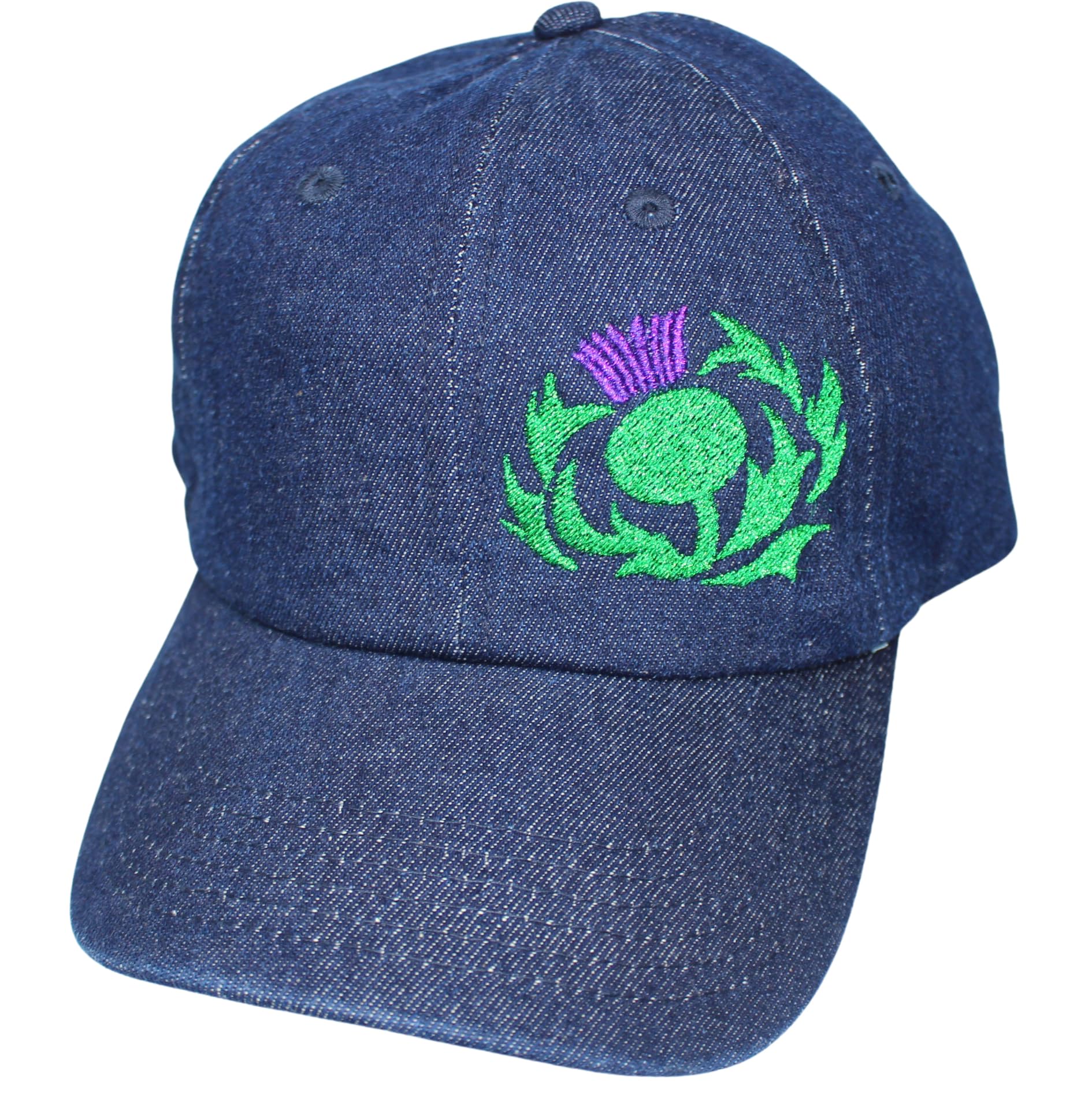 Teddyt's Women's Classic Thistle Scottish Thistle Denim Cotton Wash Scotland Baseball Cap (Classic Thistle)