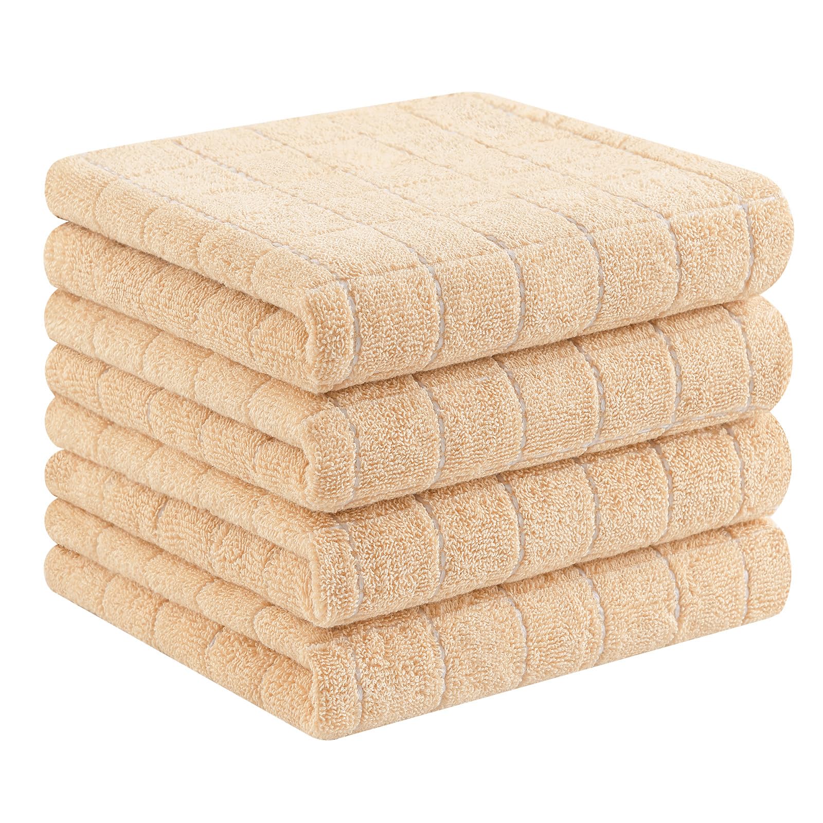 Homaxy 100% Cotton Terry Kitchen Towels, 4 Pack, Apricot | Ultra Soft and Absorbent Dish Towels for Kitchen, Suitable for Drying and Washing Dishes