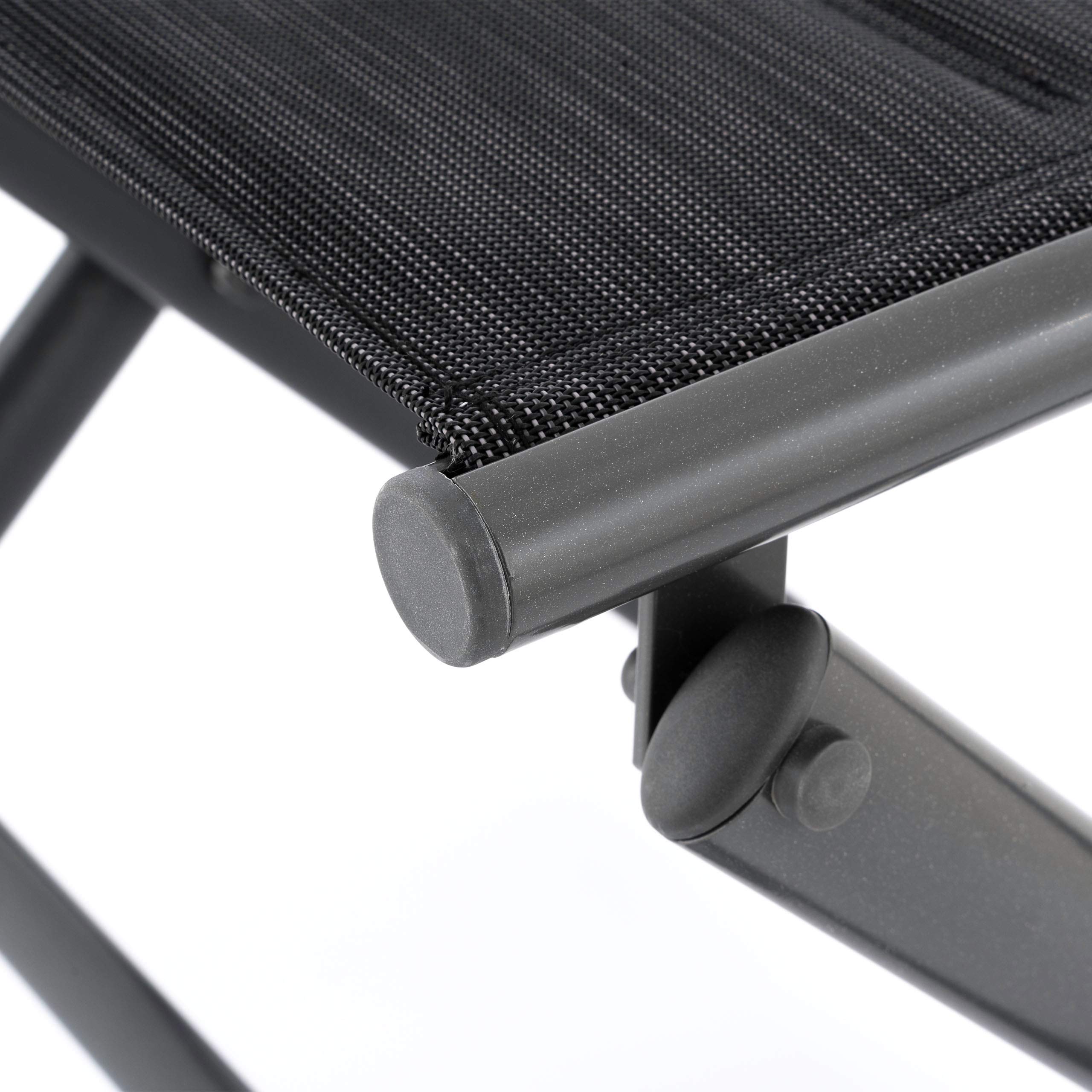 Nexos Klapphocker aus Aluminium und Olefin – Farbe Bespannung: Schwarz/Rahmen: Anthrazit