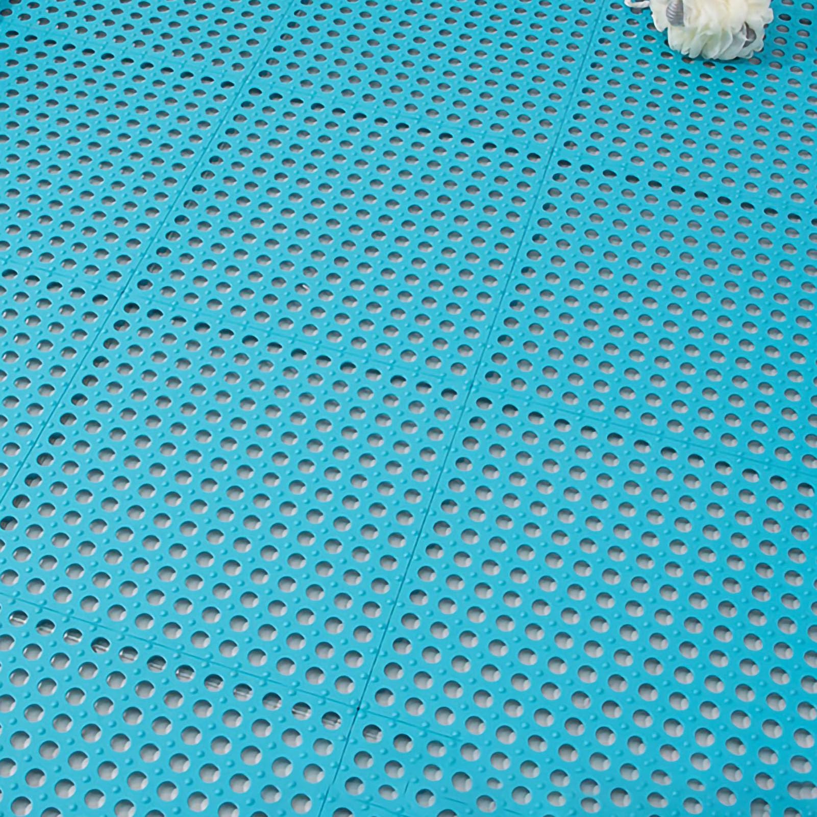 Lot de 10 tapis de bain antidérapants en plastique avec trous de drainage et ventouses pour personnes âgées 30 x 30 cm (bleu)