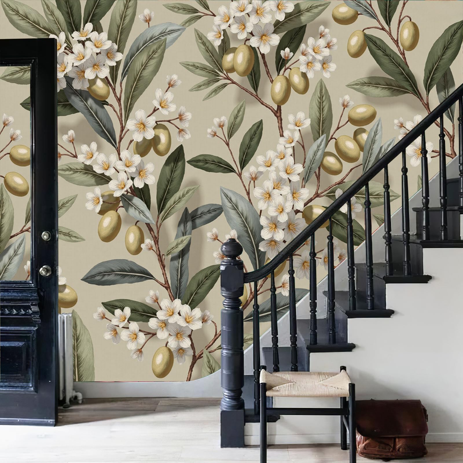 Papier peint branches d'olivier décoration murale salon et chambre