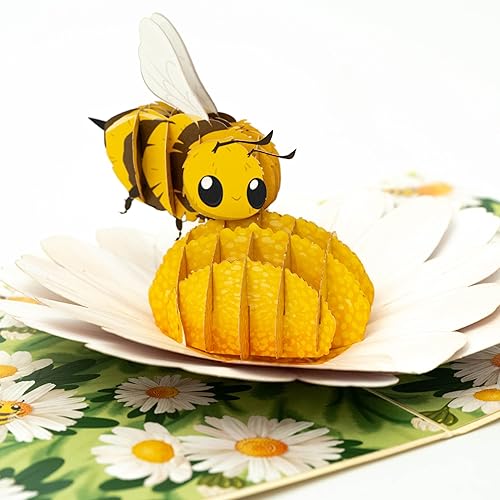 HALATADA 3D Popup Card of Bumble Bee, Paper Art & Handicraft, Greeting Card, Birthday, Anniversary, Christmas, Mothers Day, Fathers Day Card, Handmade Gift For Mom, Her, Women, Daughter, Wife