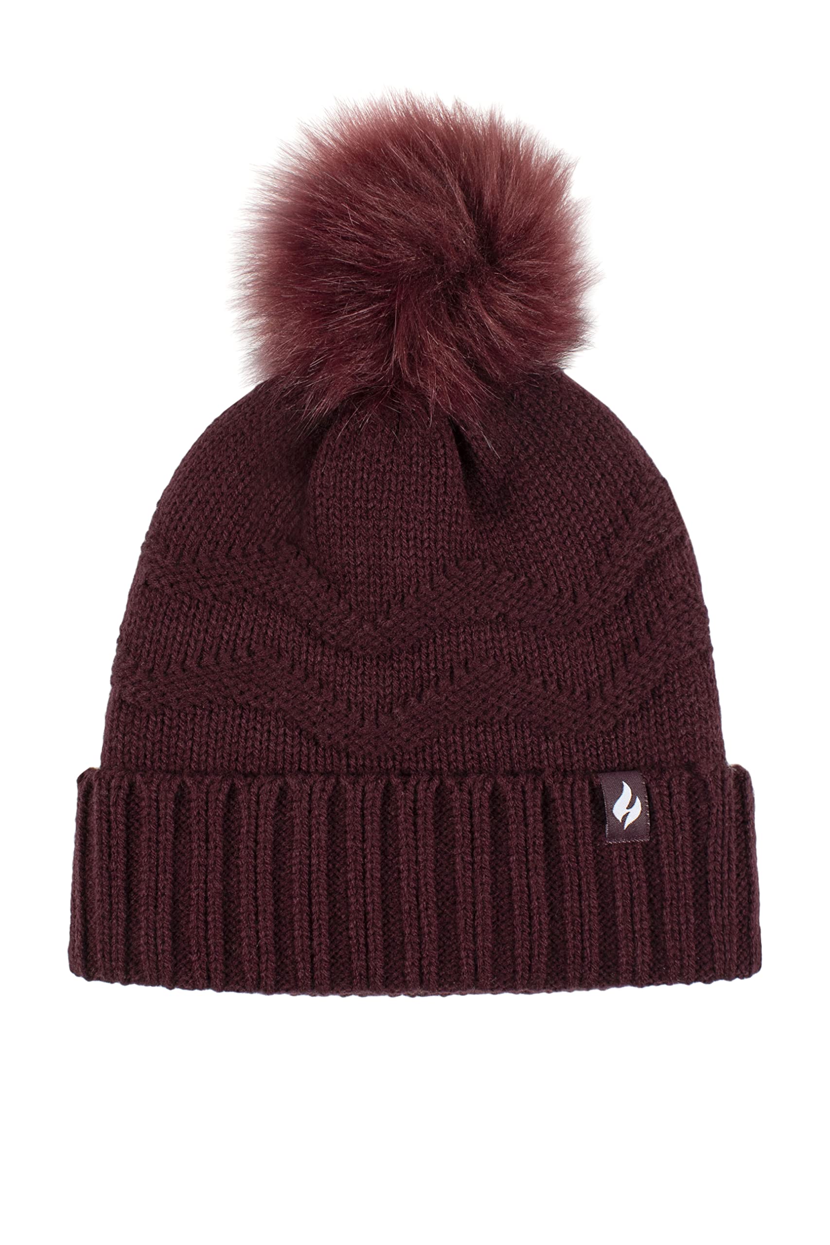 Heat Holders Cotswolds Ladies Zig Zag Turnover Pom Hat Wine