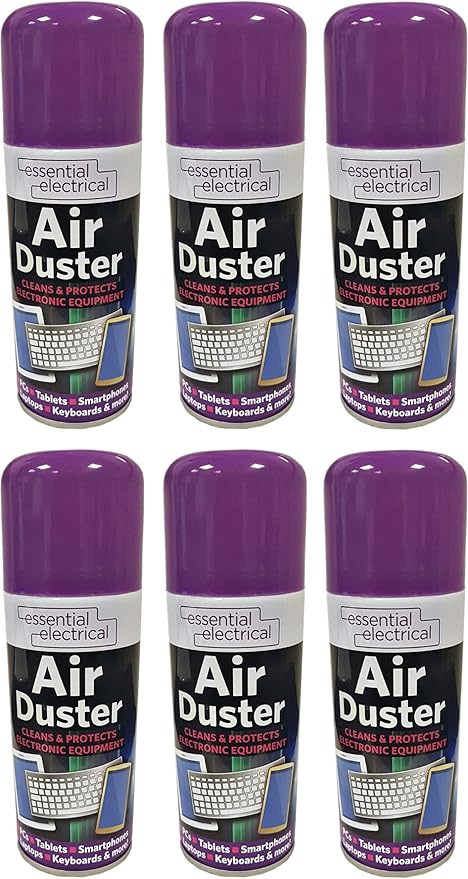 NEW 6 X 200ML COMPRESSED AIR CAN DUSTER SPRAY CAN CLEANER CLEAN & PROTECTS LAPTOP KEYBOARD ELECTRONICS 200 ML PACK SET OF 6