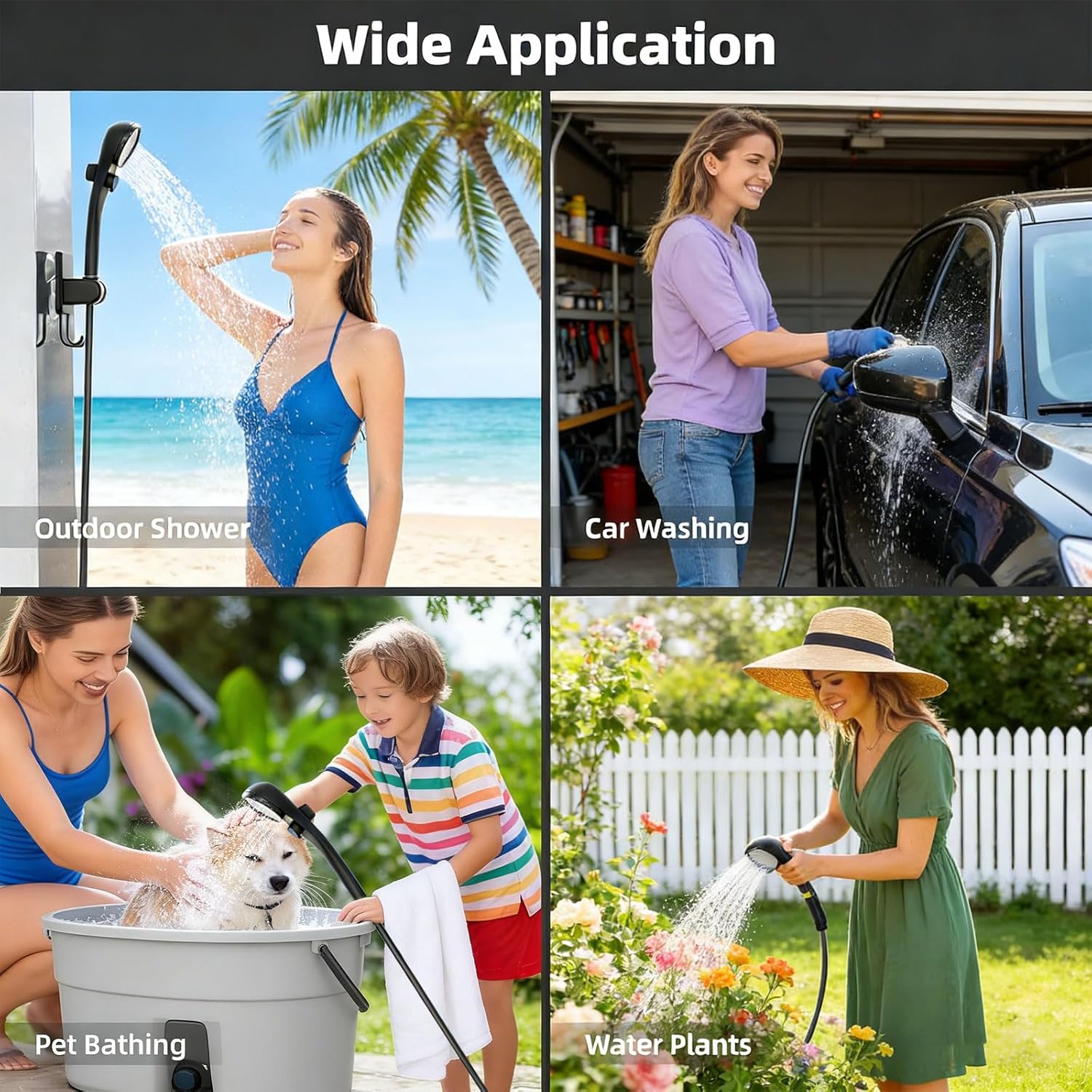 Upgraded Outdoor Shower Set with Suction Cups 3 Modes Camping Bathing Tool for Beach or Pet Bathing Outdoor Shower